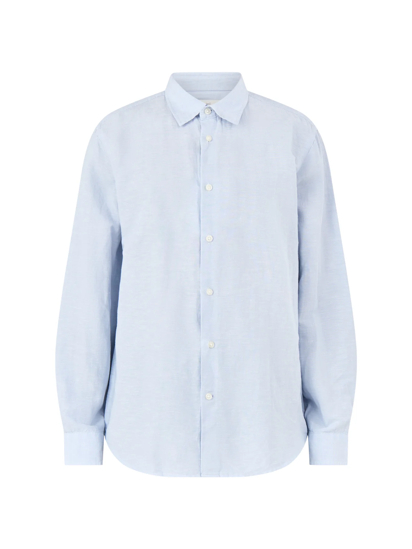 Linen-Blend Long Sleeve Shirt Blue