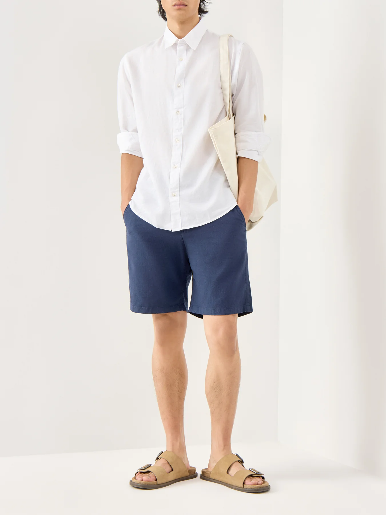 Navy Cotton Brody Shorts - Image 2