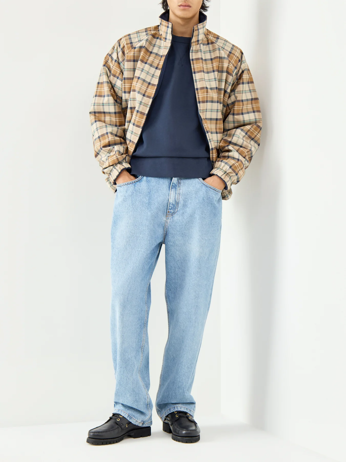 Cotton Navy Long Sleeves Crew Neck Jumper - Image 2