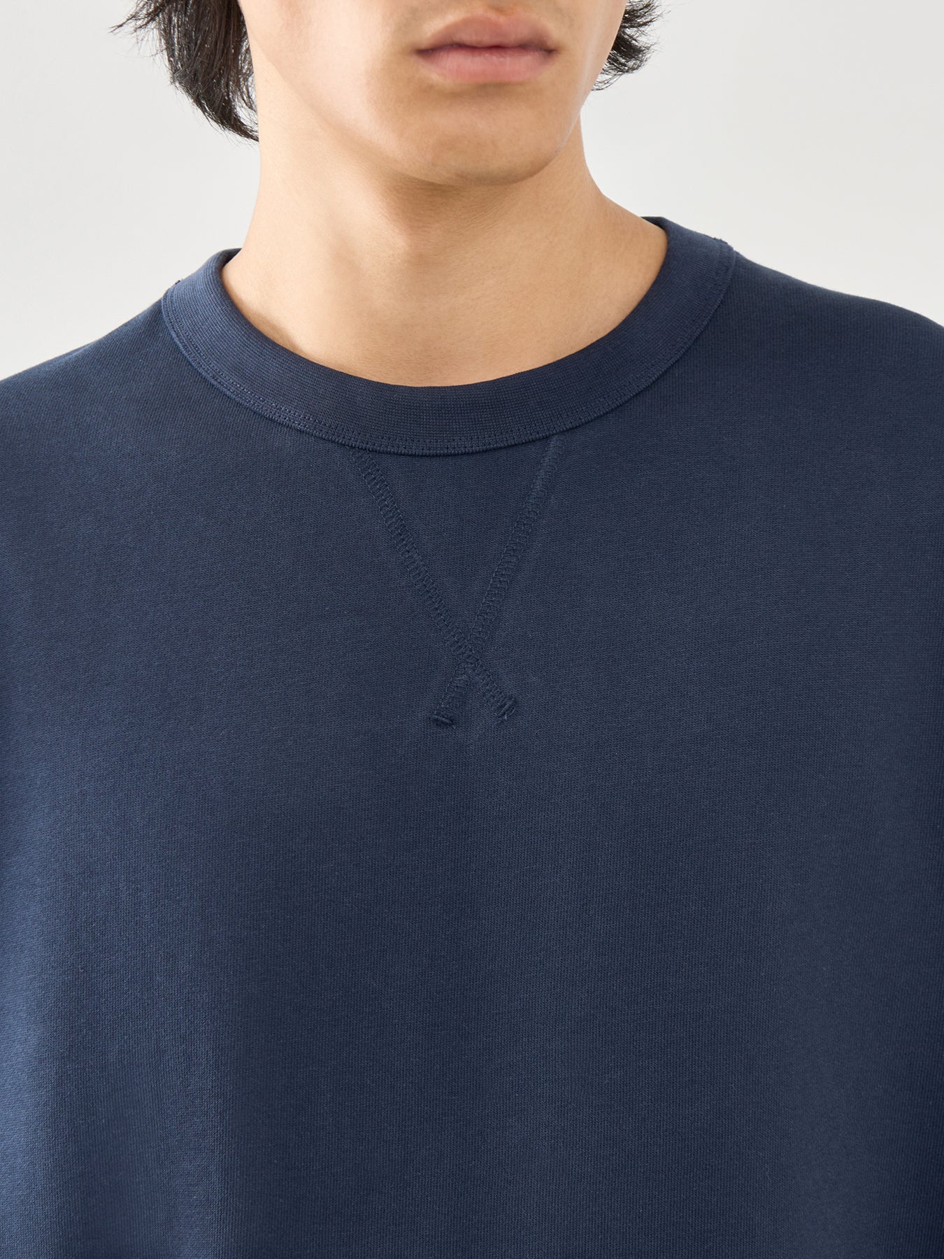 Cotton Navy Long Sleeves Crew Neck Jumper - Image 3