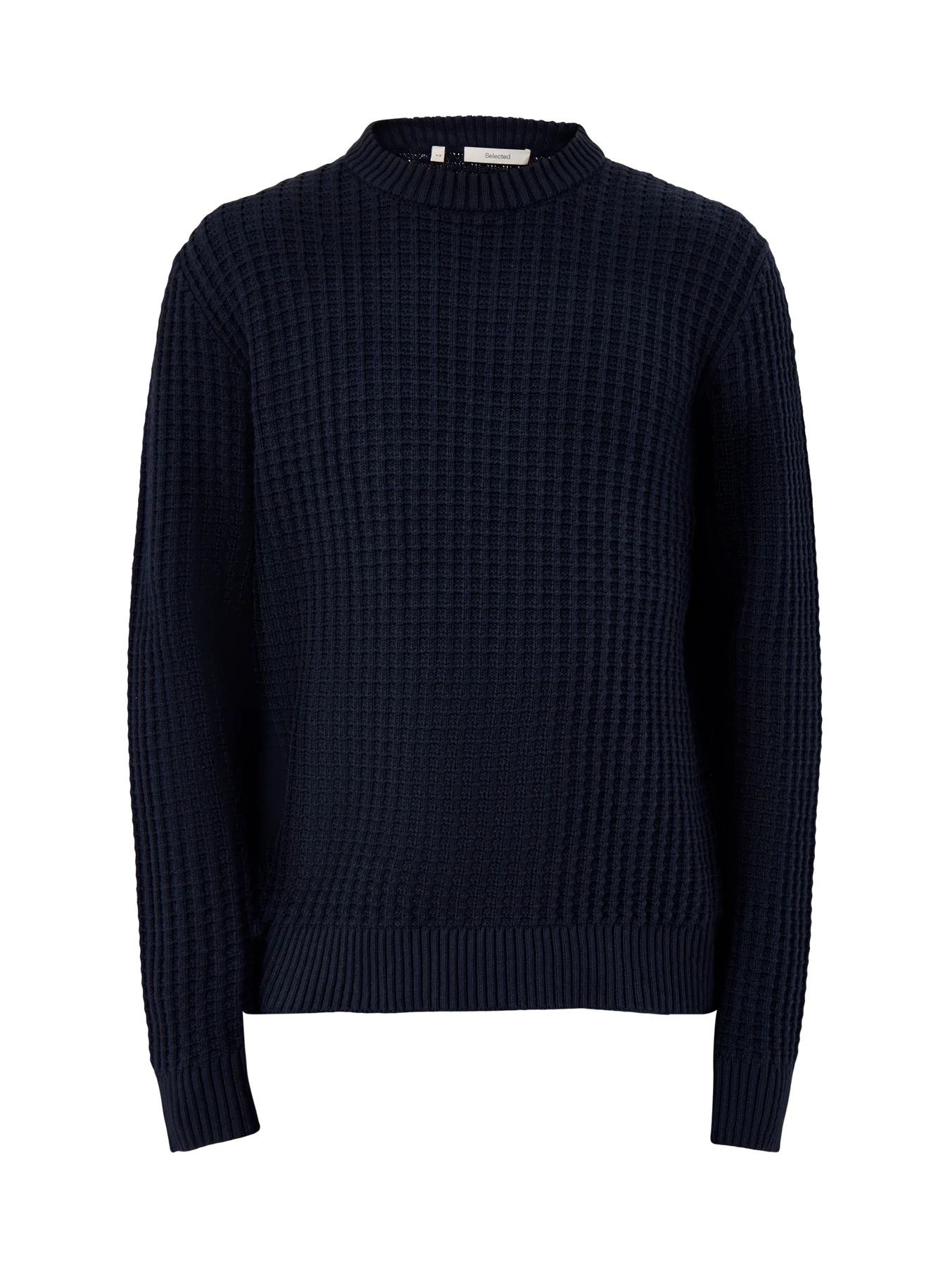 Knit Structure Crew Neck Navy