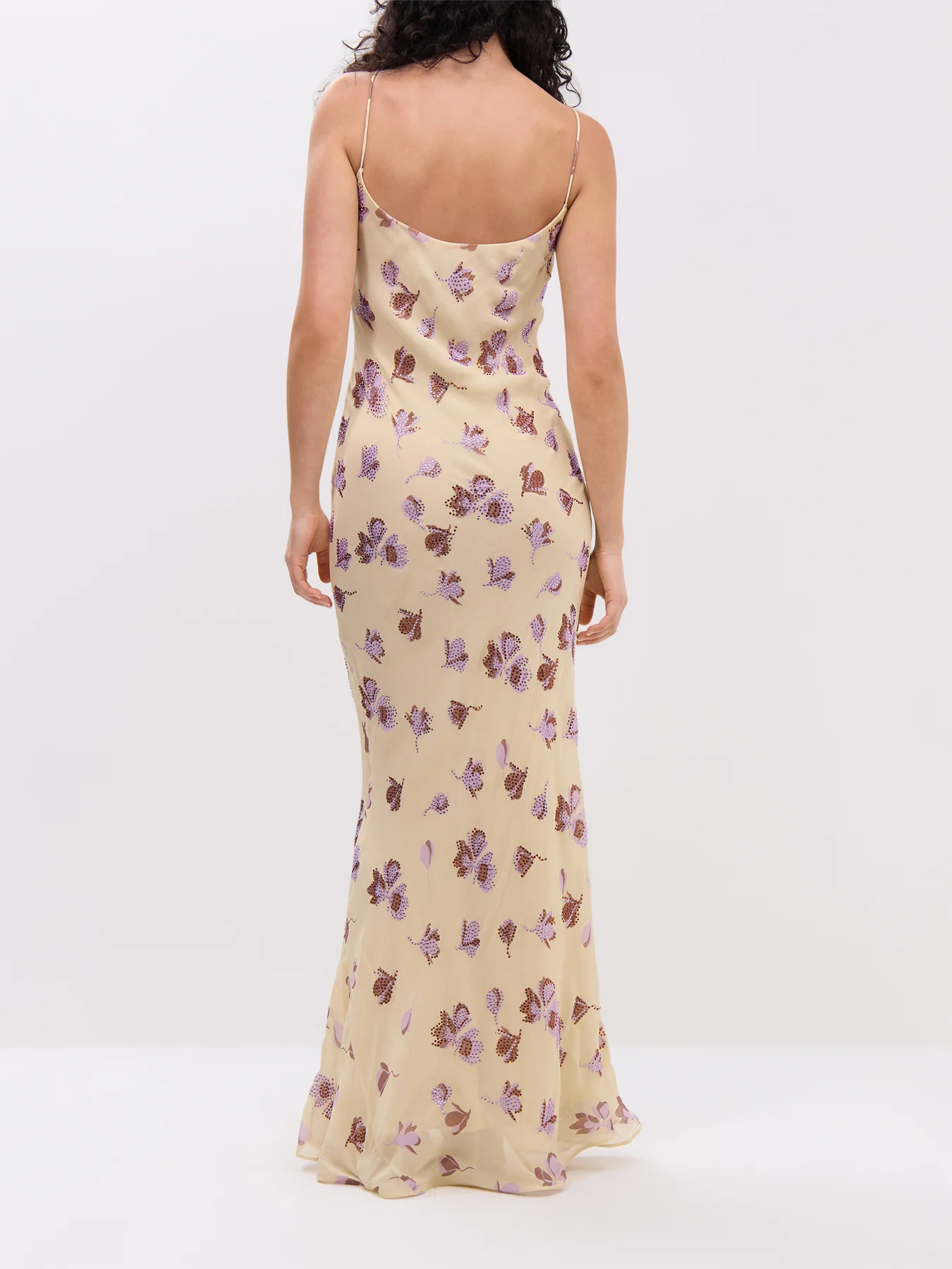 Yellow Floral Rhinestone Maxi Dress - Image 5