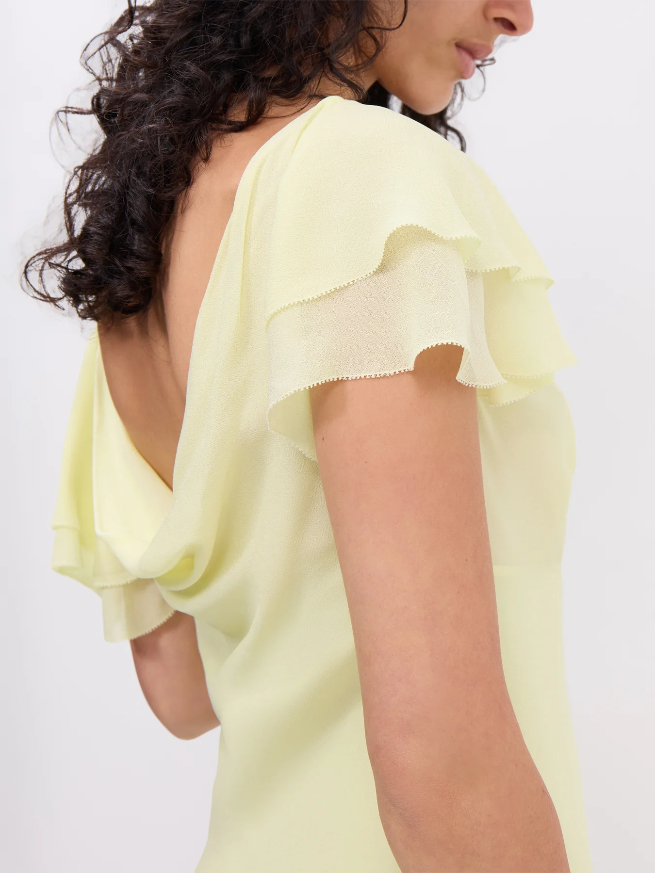 Yellow Georgette Frill Midi Dress - Image 3