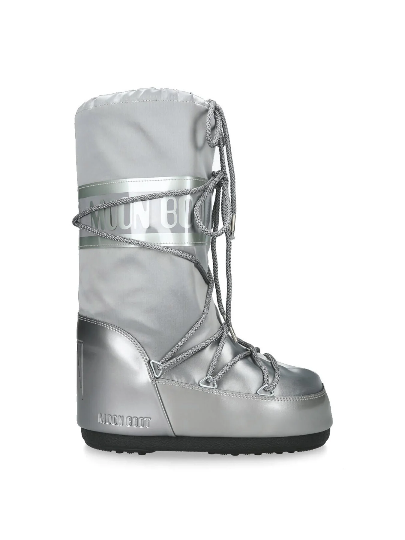 Icon Glance Satin Knee High Boots Silver - Image 2