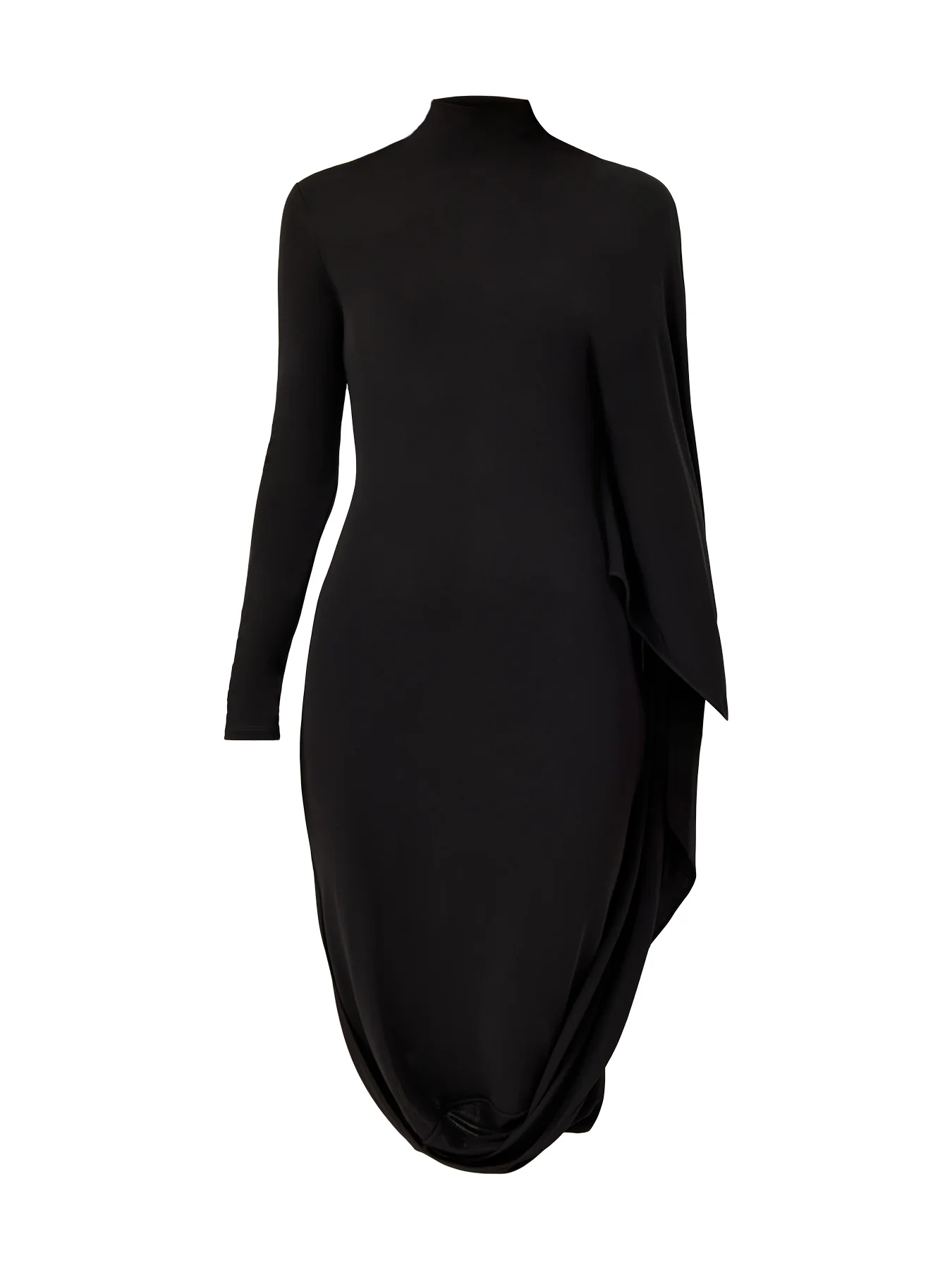 Crepe Jersey Cape Dress Black