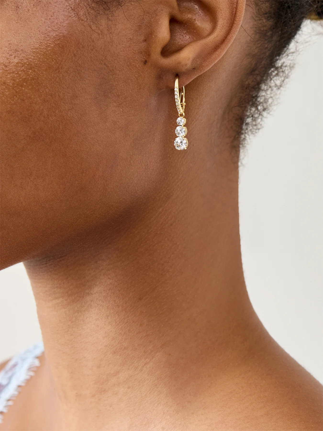 Attract Trilogy Rhodium Drop Earrings - Image 2