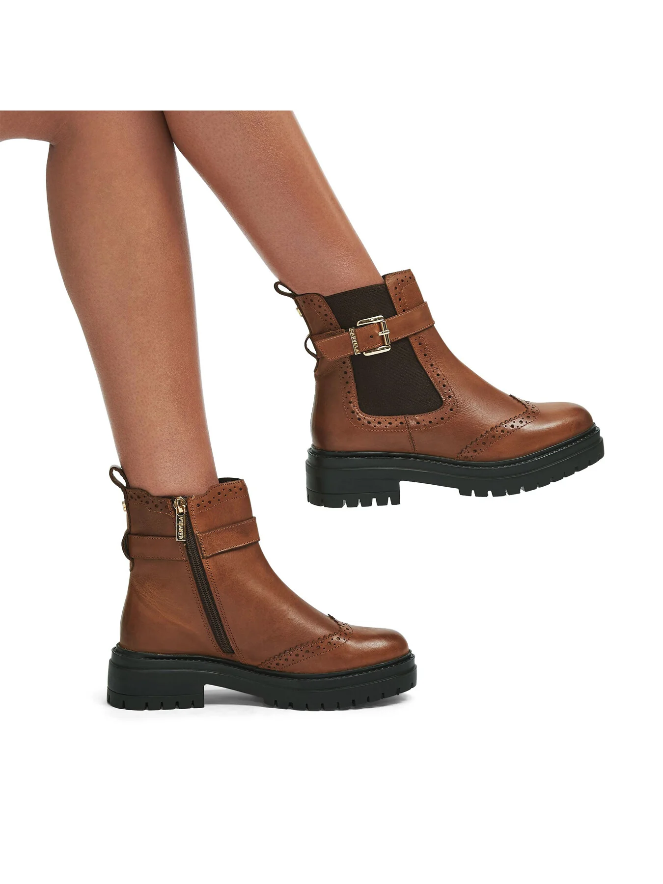 Headline Brogue Leather Ankle Boots - Image 5