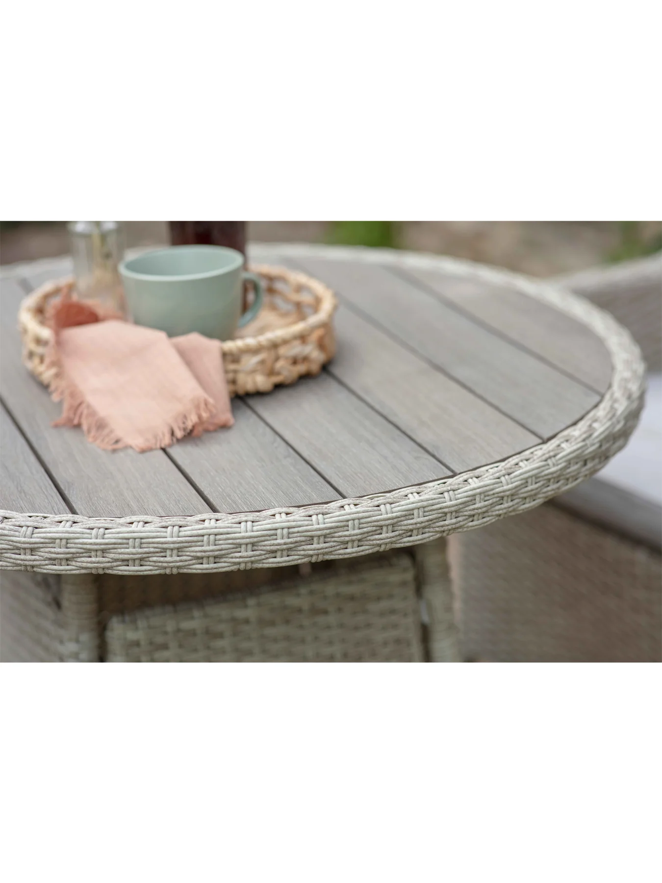 Tetbury Rattan 2 Seat Round Bistro Set with Tree-Free Top - Image 4