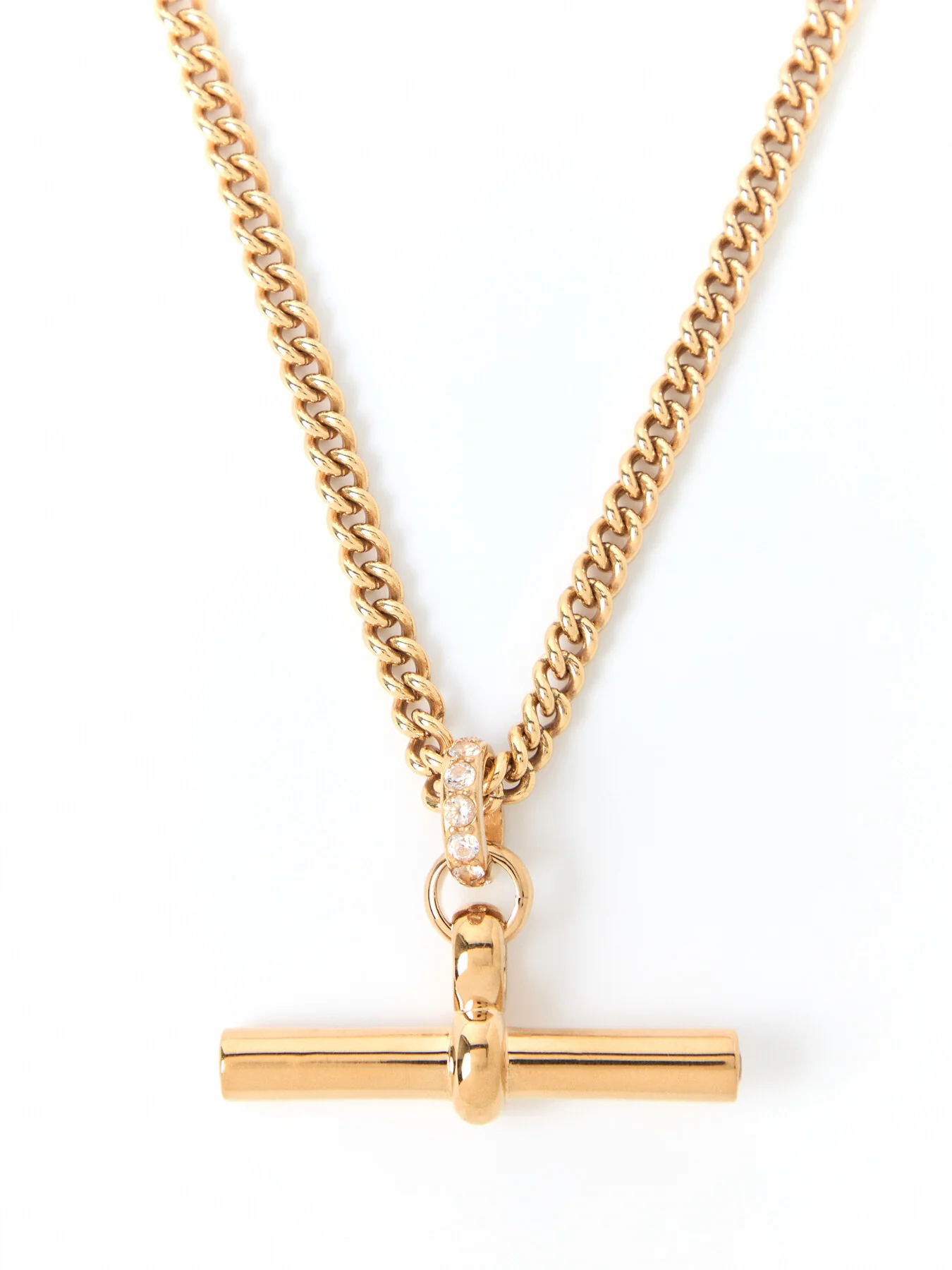 Giant Jewelled T Bar on Curb Chain Necklace - Image 2