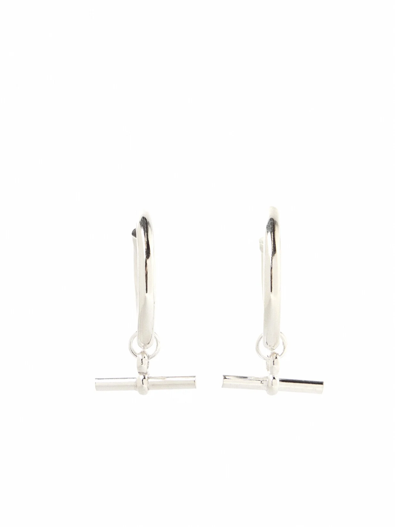 Giant Silver T Bar Earrings - Image 2