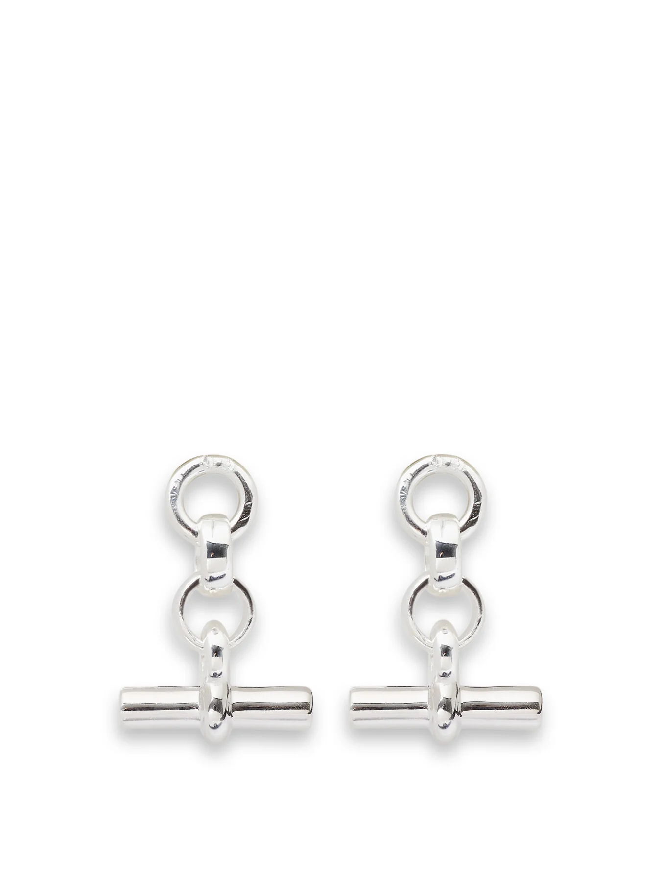 Silver T Bar Drop Earrings