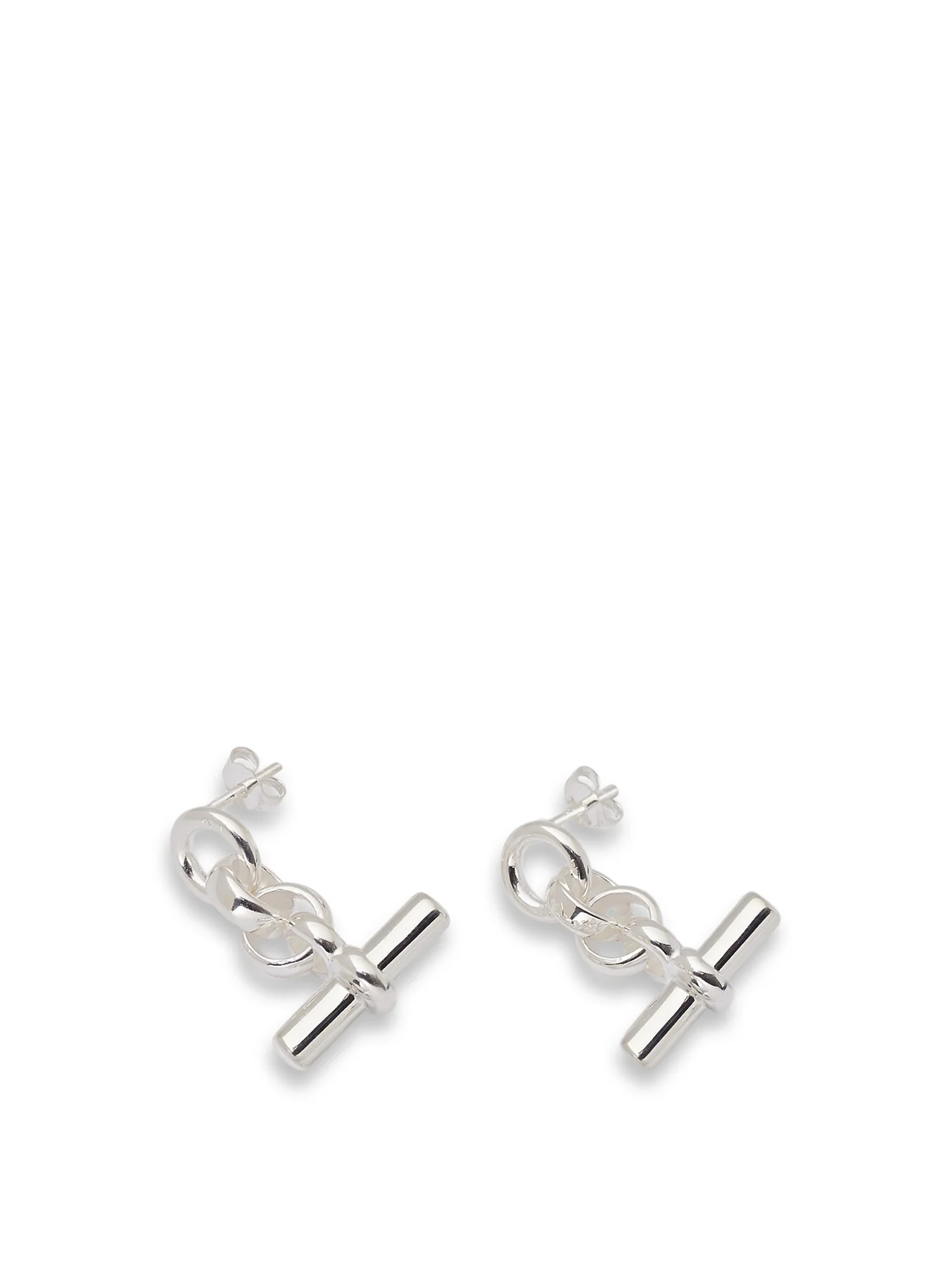 Silver T Bar Drop Earrings - Image 2