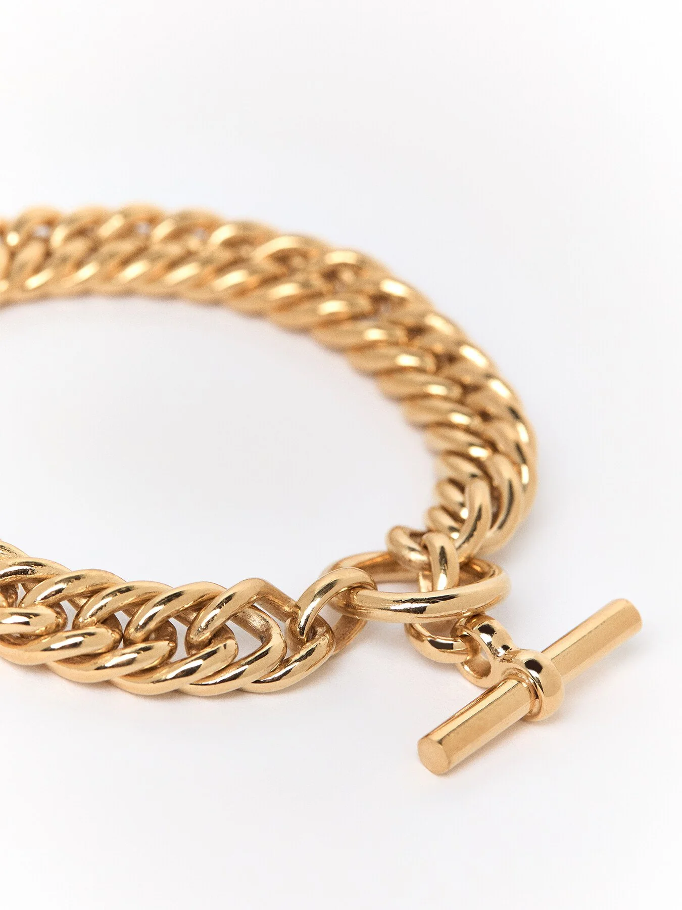 Slim Gold Curb Link Bracelet - Image 2