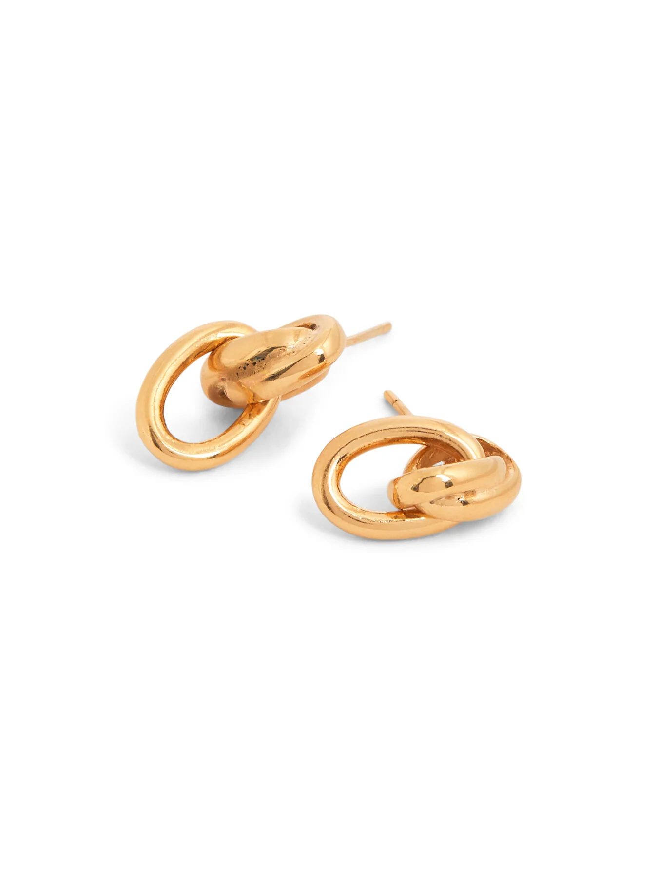Small Gold Double Link Stud Earrings - Image 2