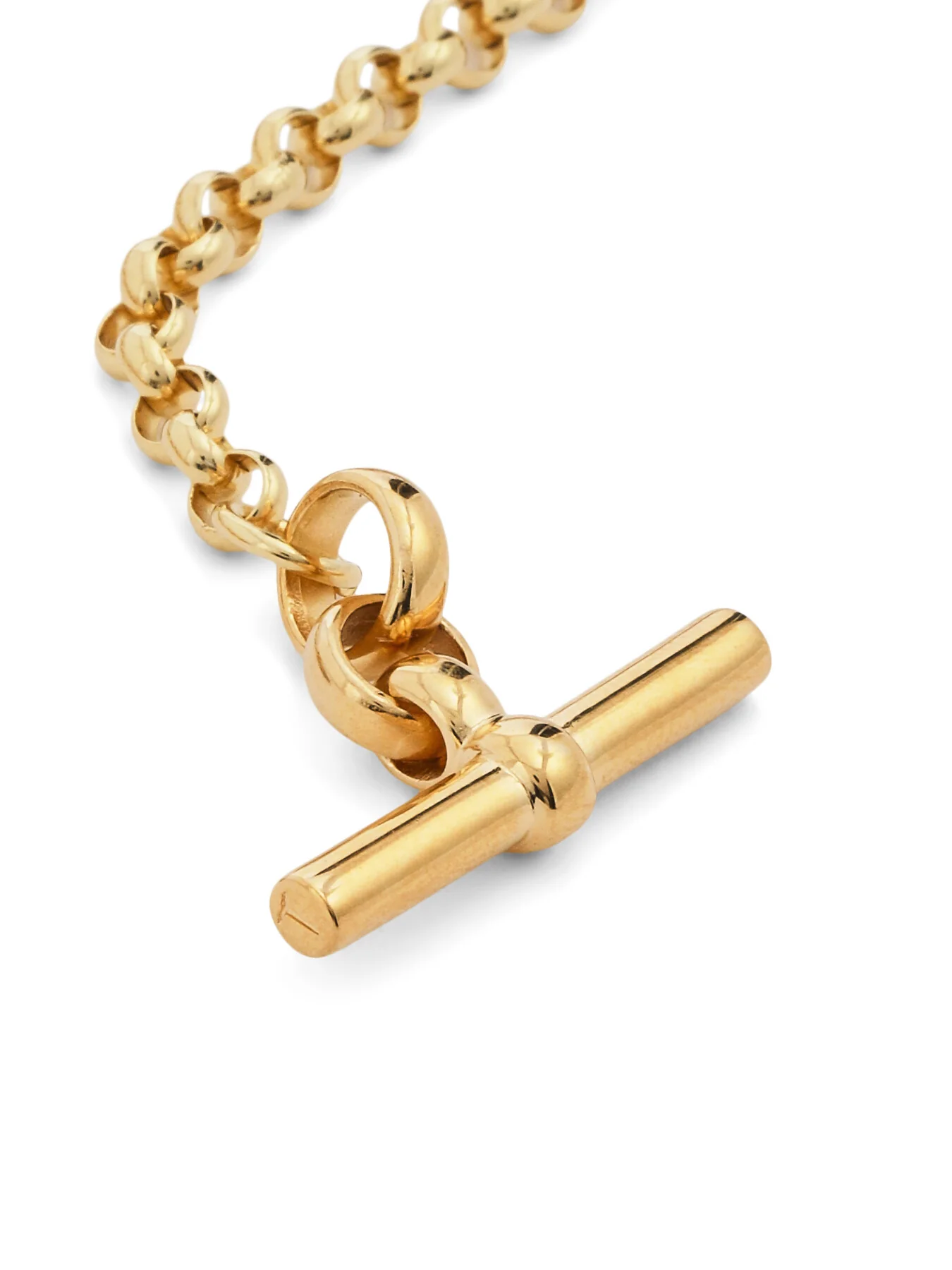 Small Gold T-bar Clasp on Belcher Chain Bracelet - Image 4