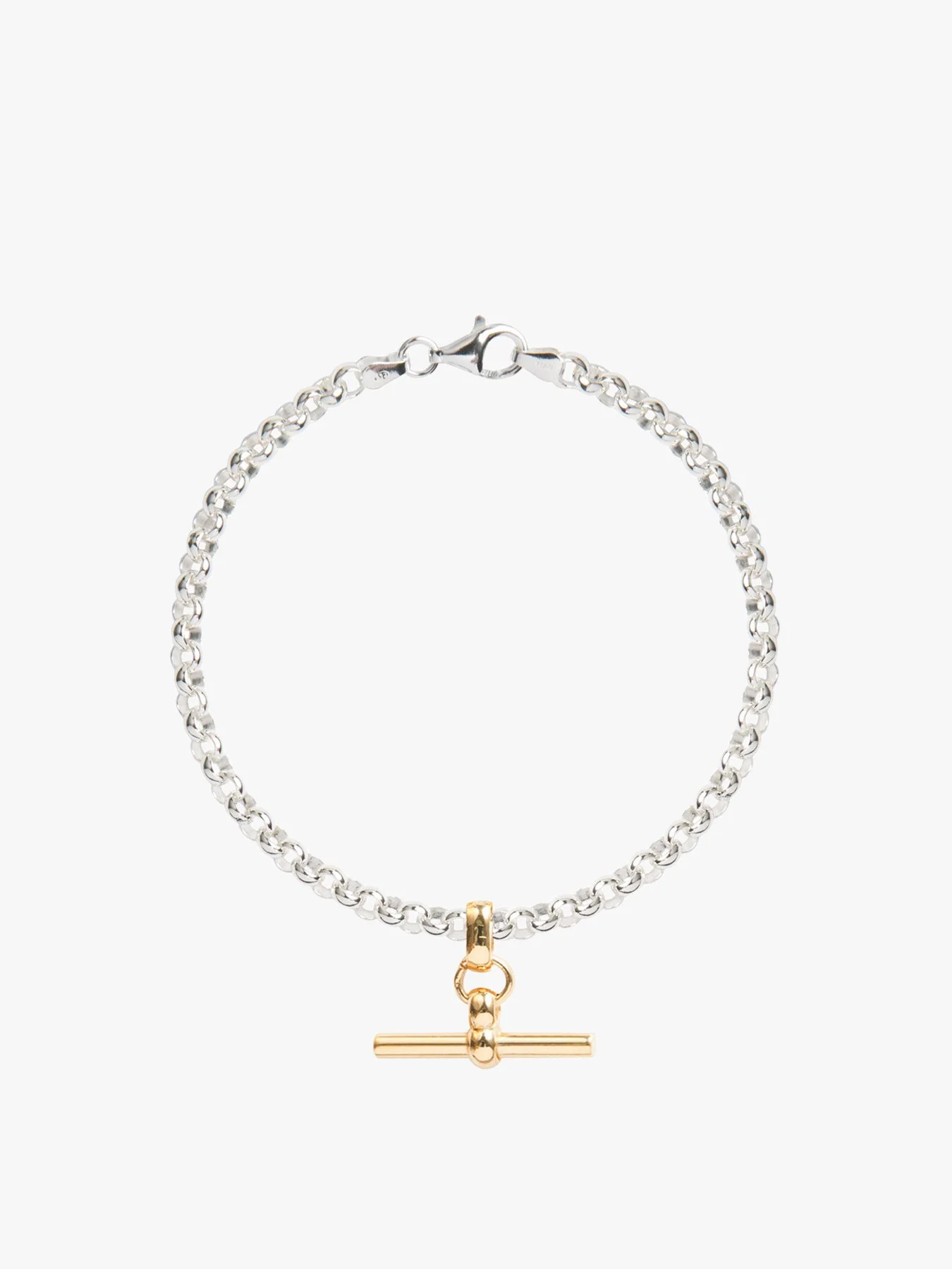 Two Tone Belcher Bracelet with T-Bar