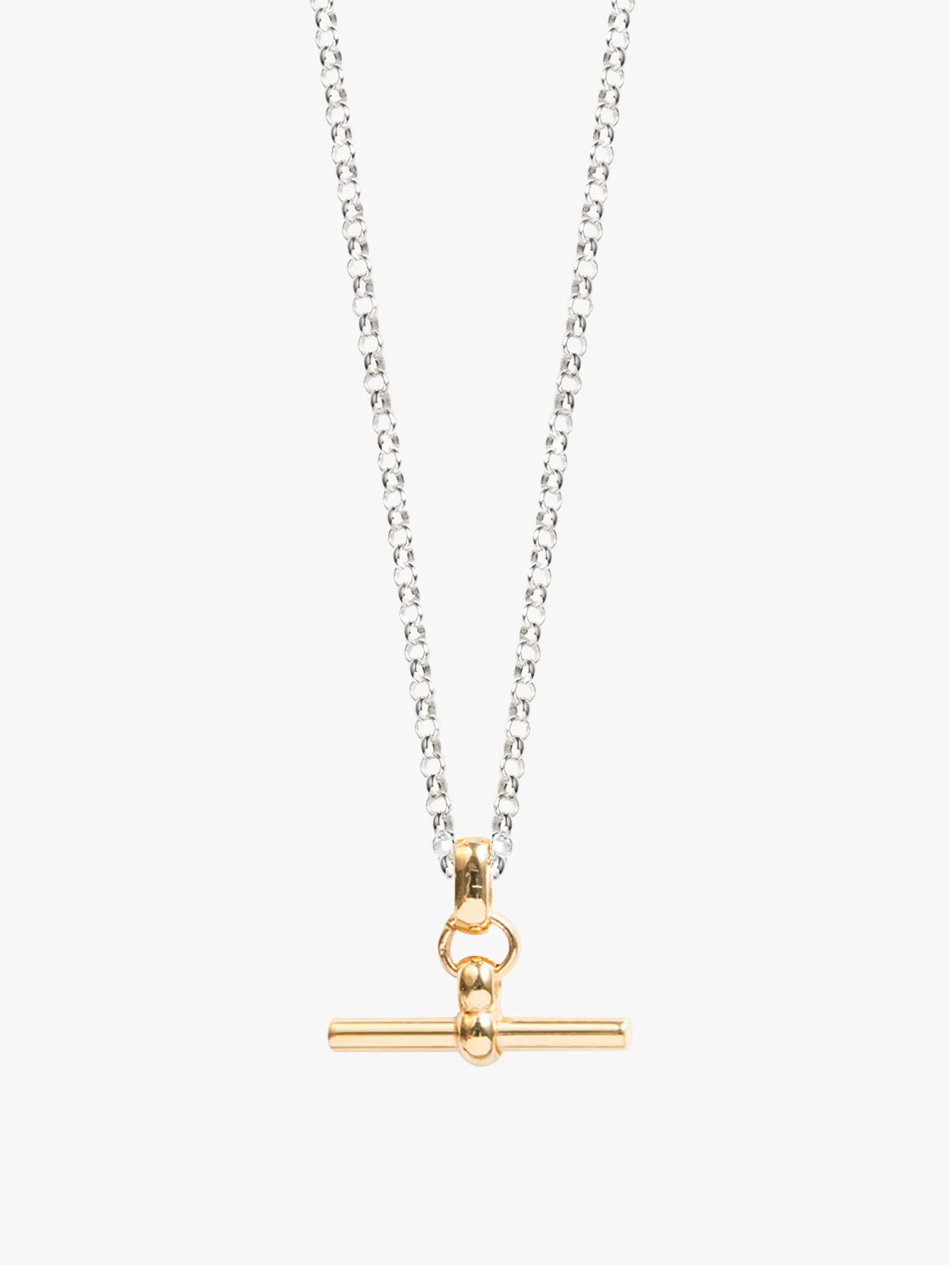 Two Tone T-Bar on Belcher Chain
