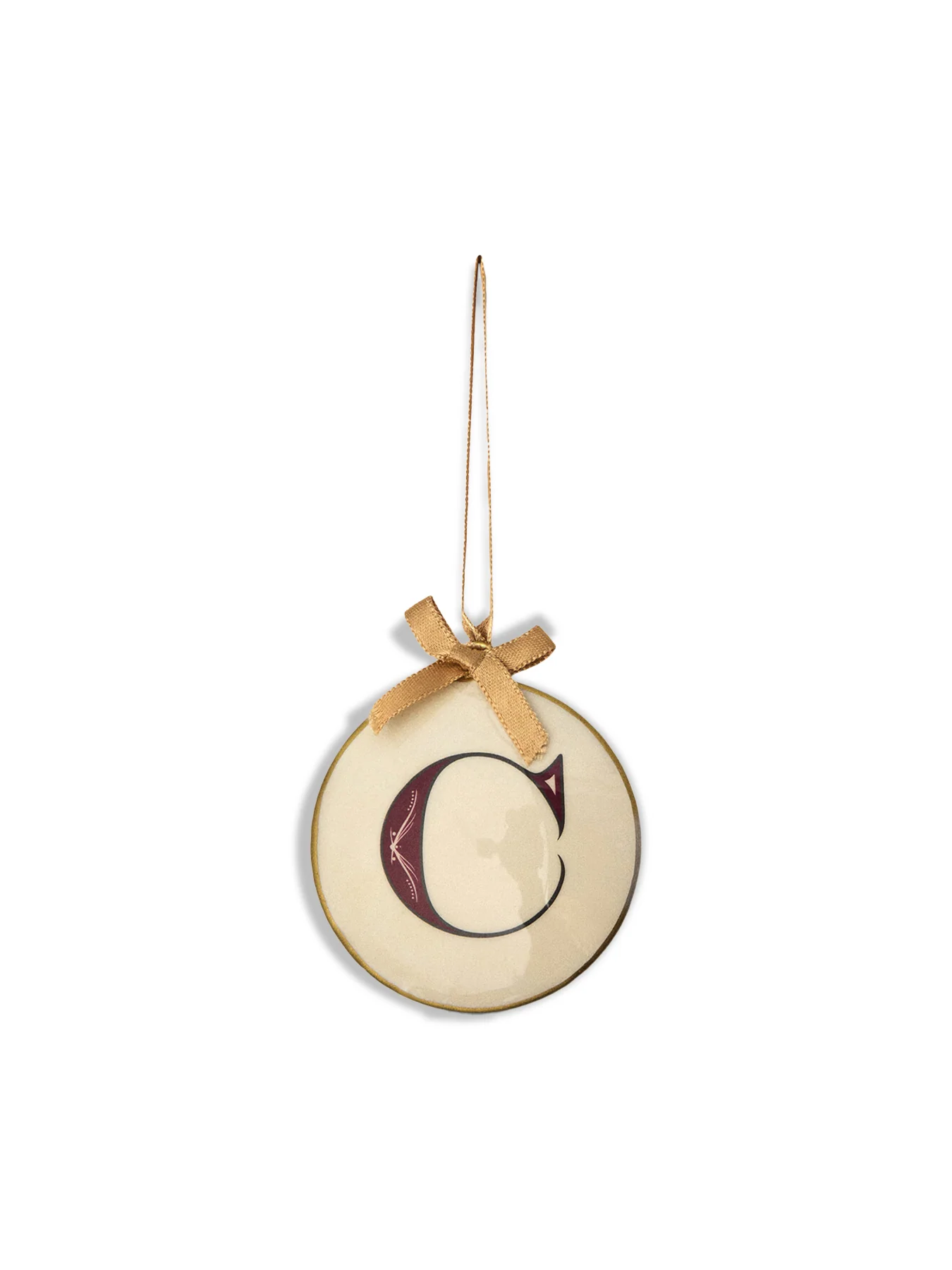 Enamel Round Alphabet Letter Bauble WHITE / RED