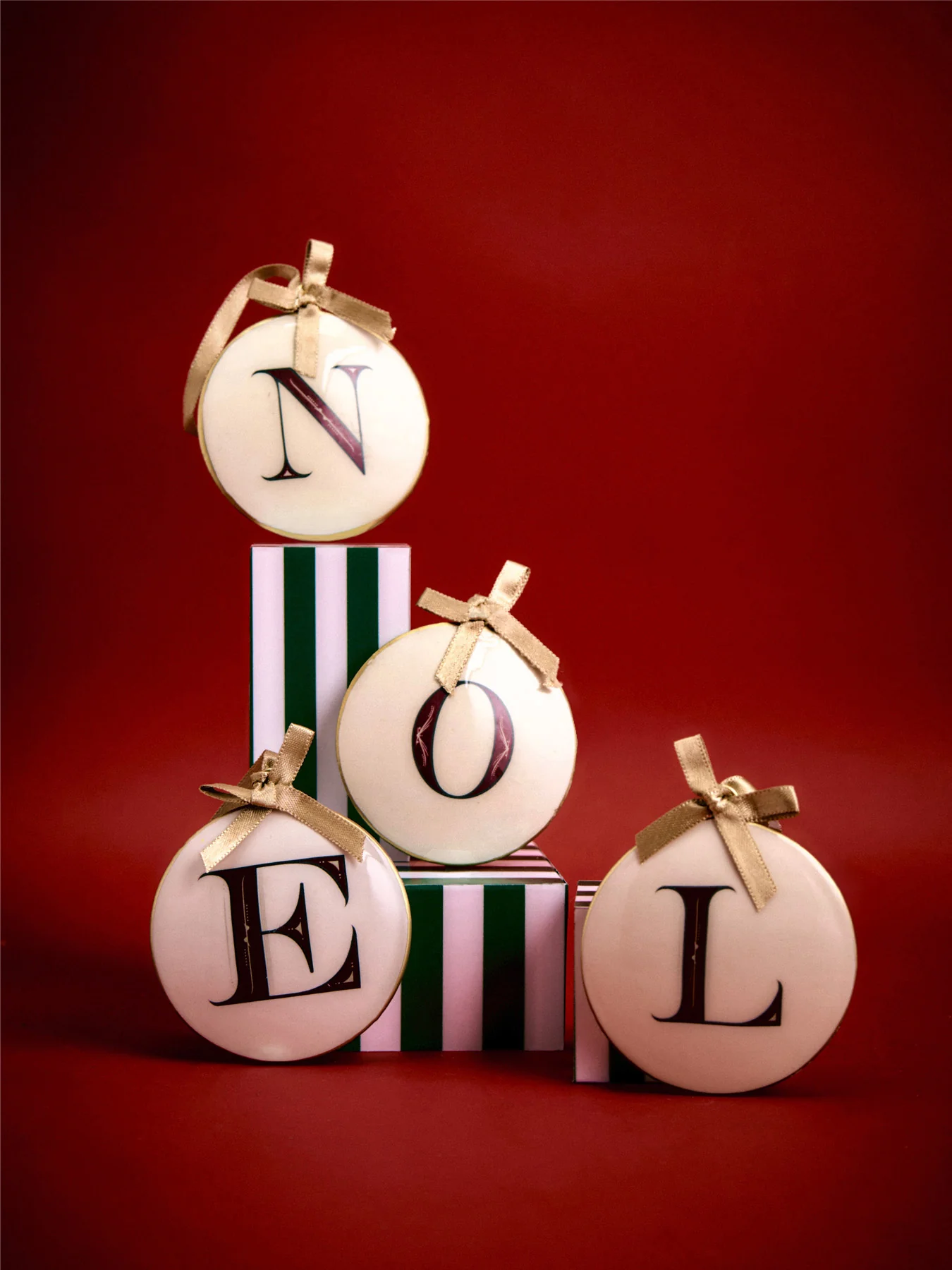 Enamel Round Alphabet Letter Bauble WHITE / RED - Image 3