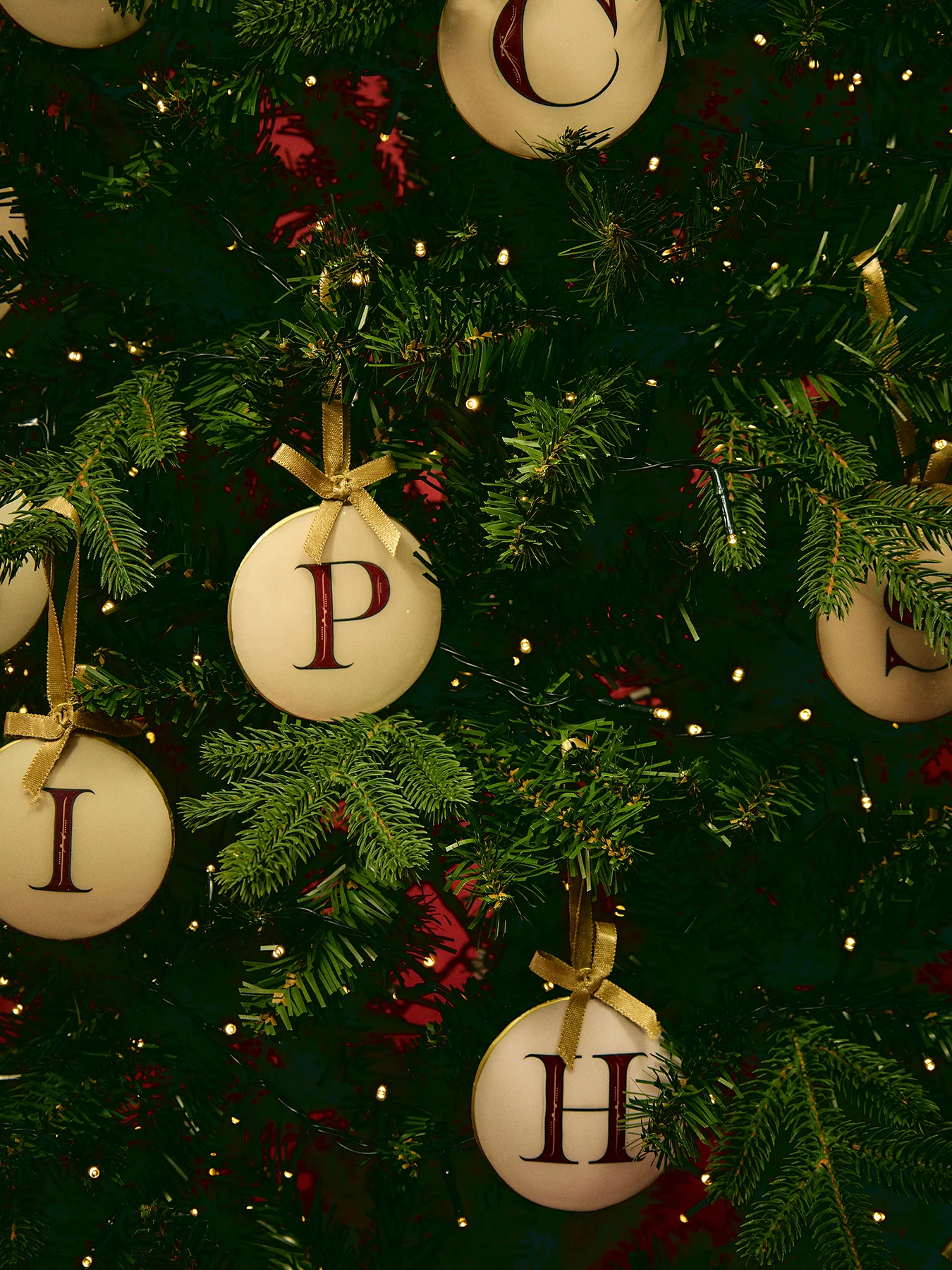 Enamel Round Alphabet Letter Bauble WHITE / RED - Image 2