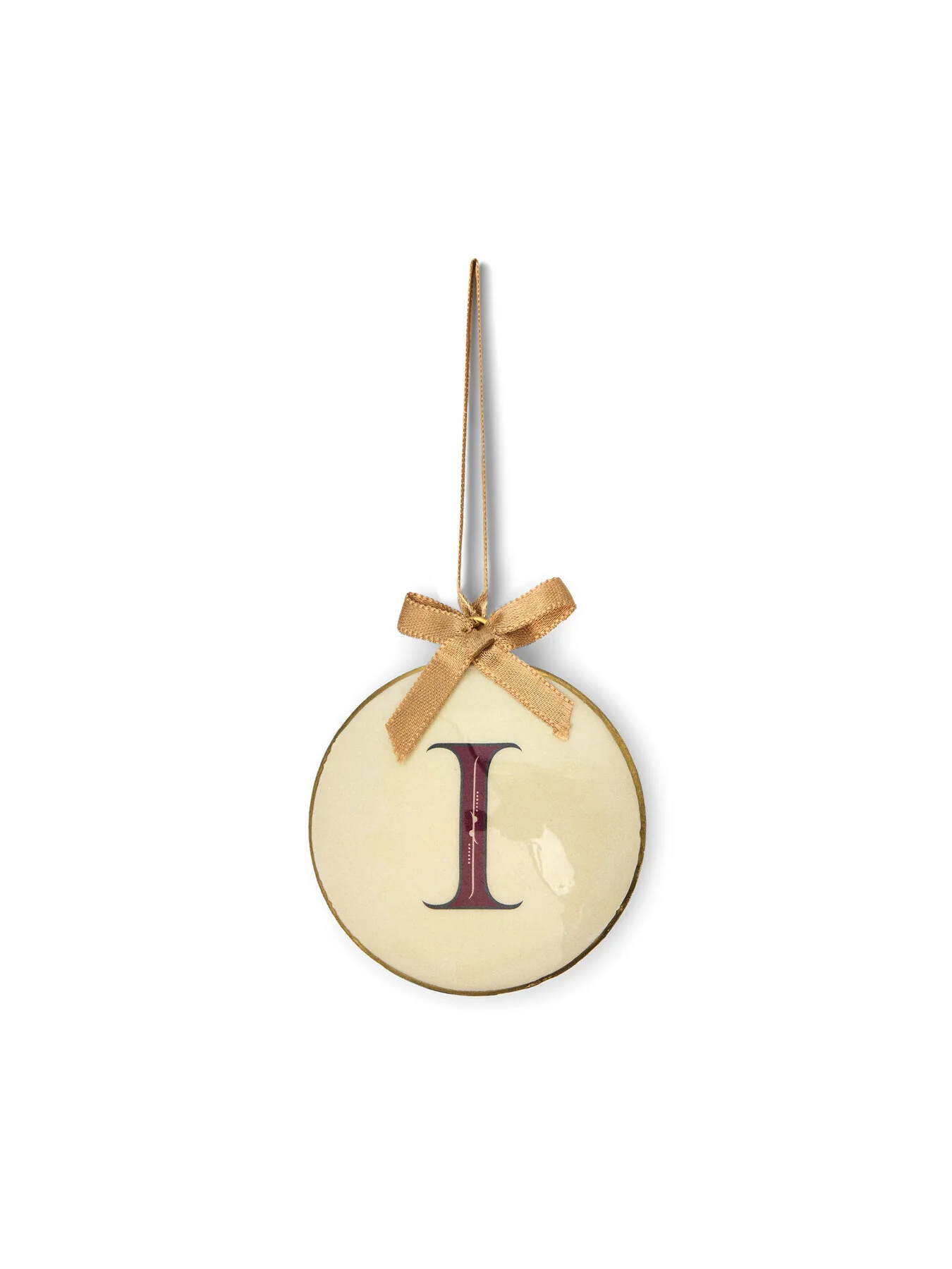 Enamel Round Alphabet Letter Bauble WHITE / RED