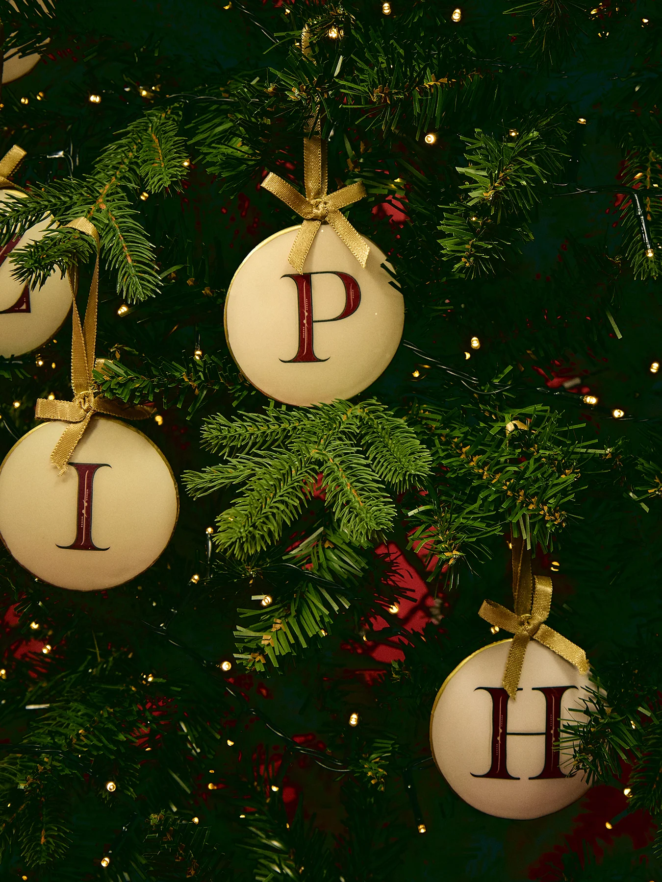 Enamel Round Alphabet Letter Bauble WHITE / RED - Image 2