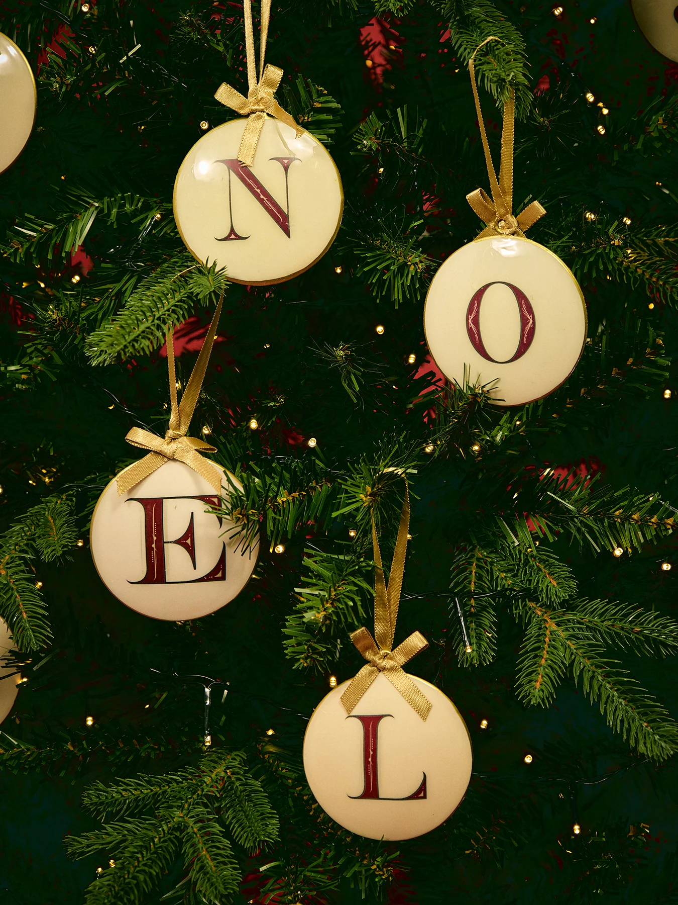 Enamel Round Alphabet Letter Bauble WHITE / RED - Image 2