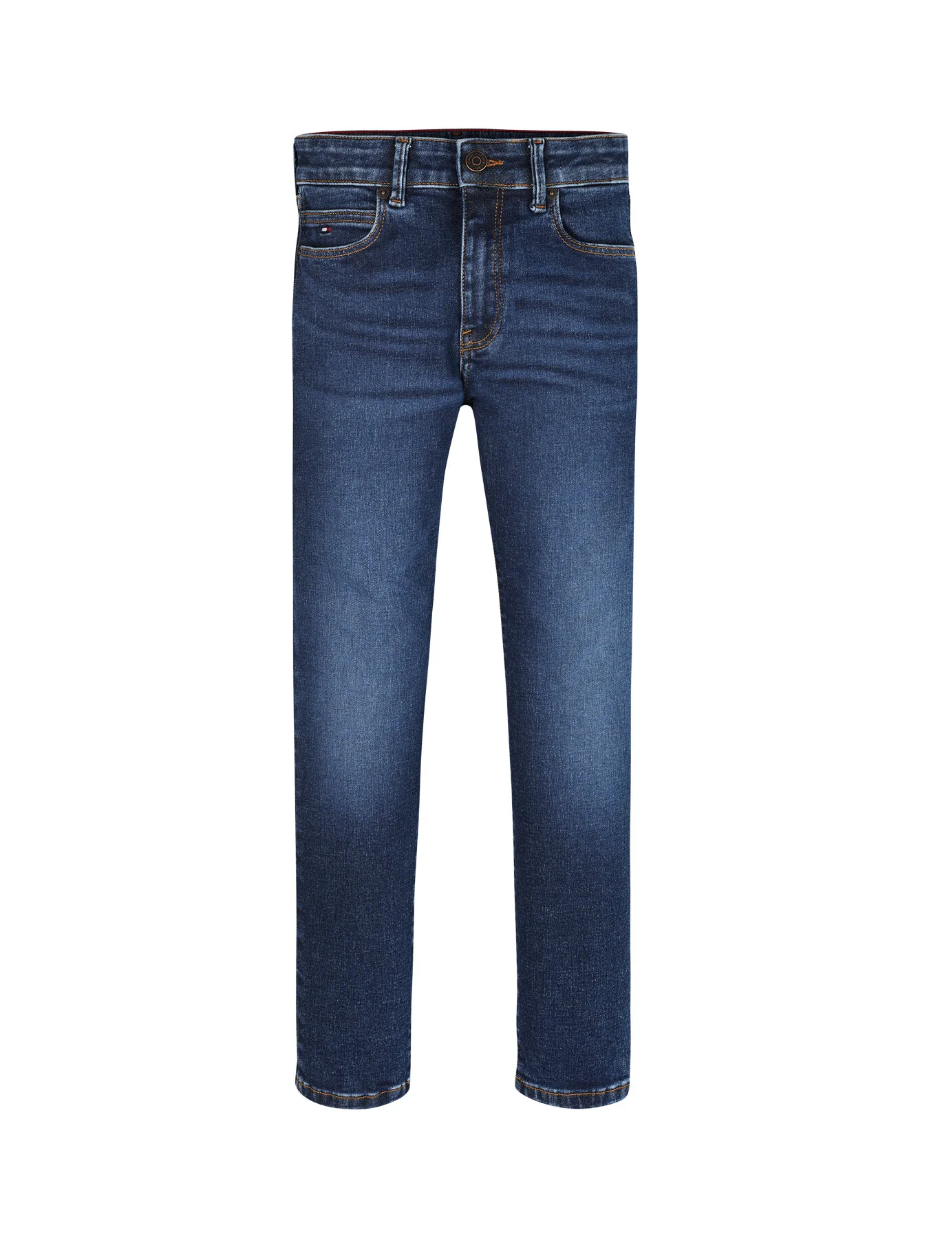 Faded Mid Wash Straight Jeans