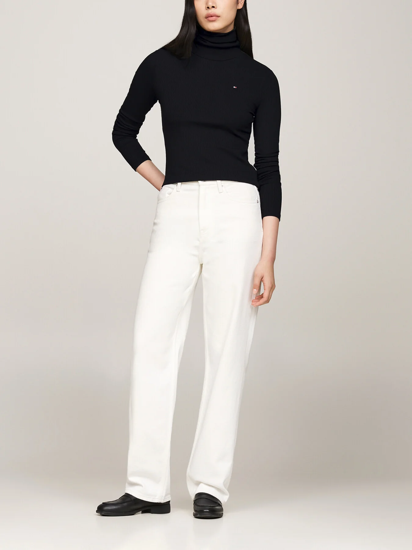 Roll Neck Slim Long Sleeve T-Shirt - Image 5