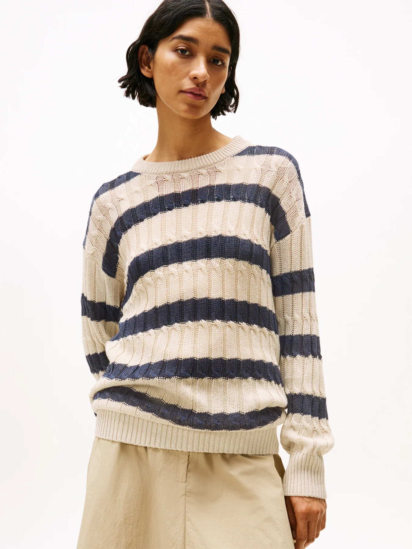 Linen Blend Cable Knit Relaxed Jumper - Image 4