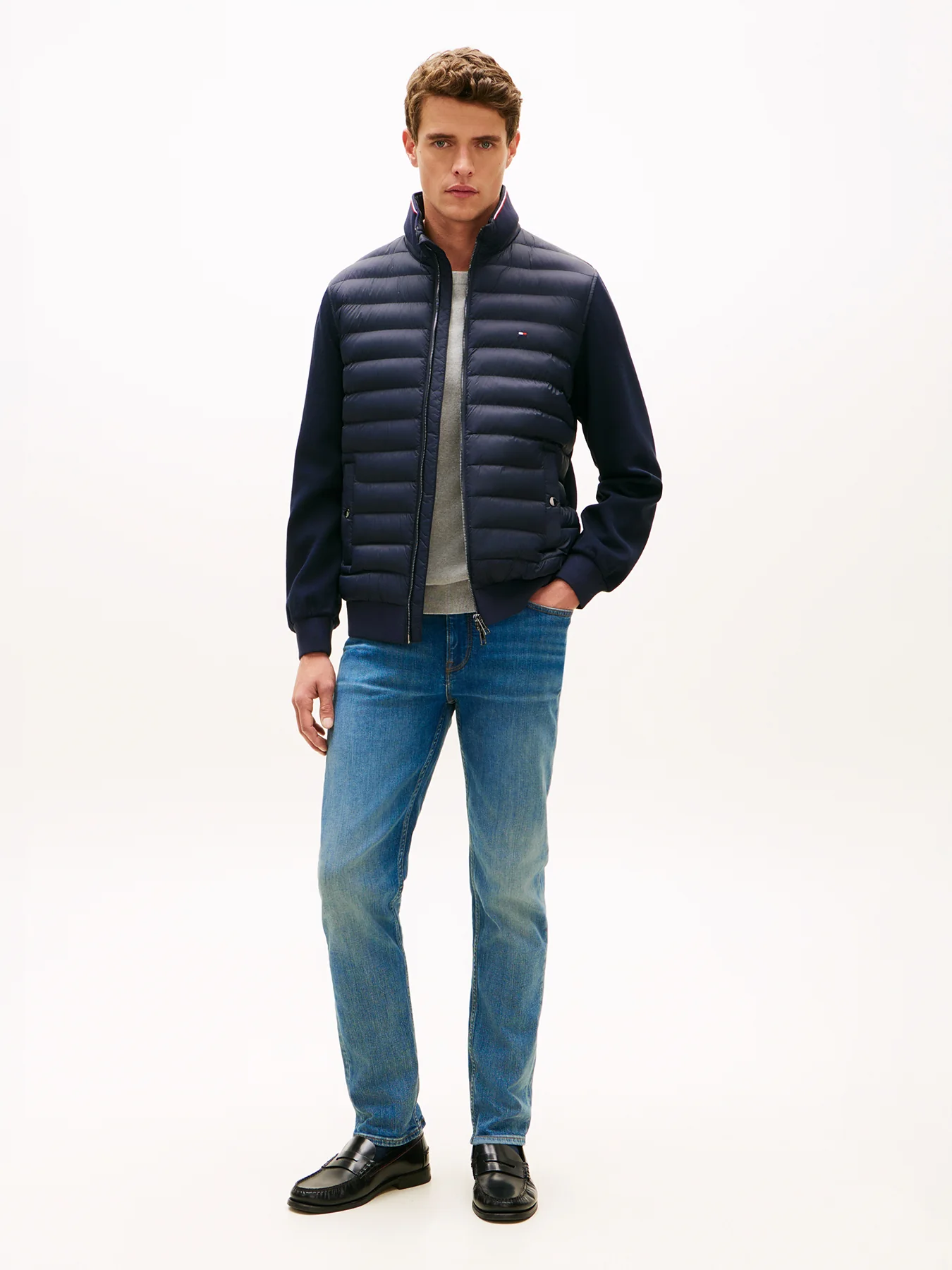 Quilted Zip Sweatshirt Blue - Image 2