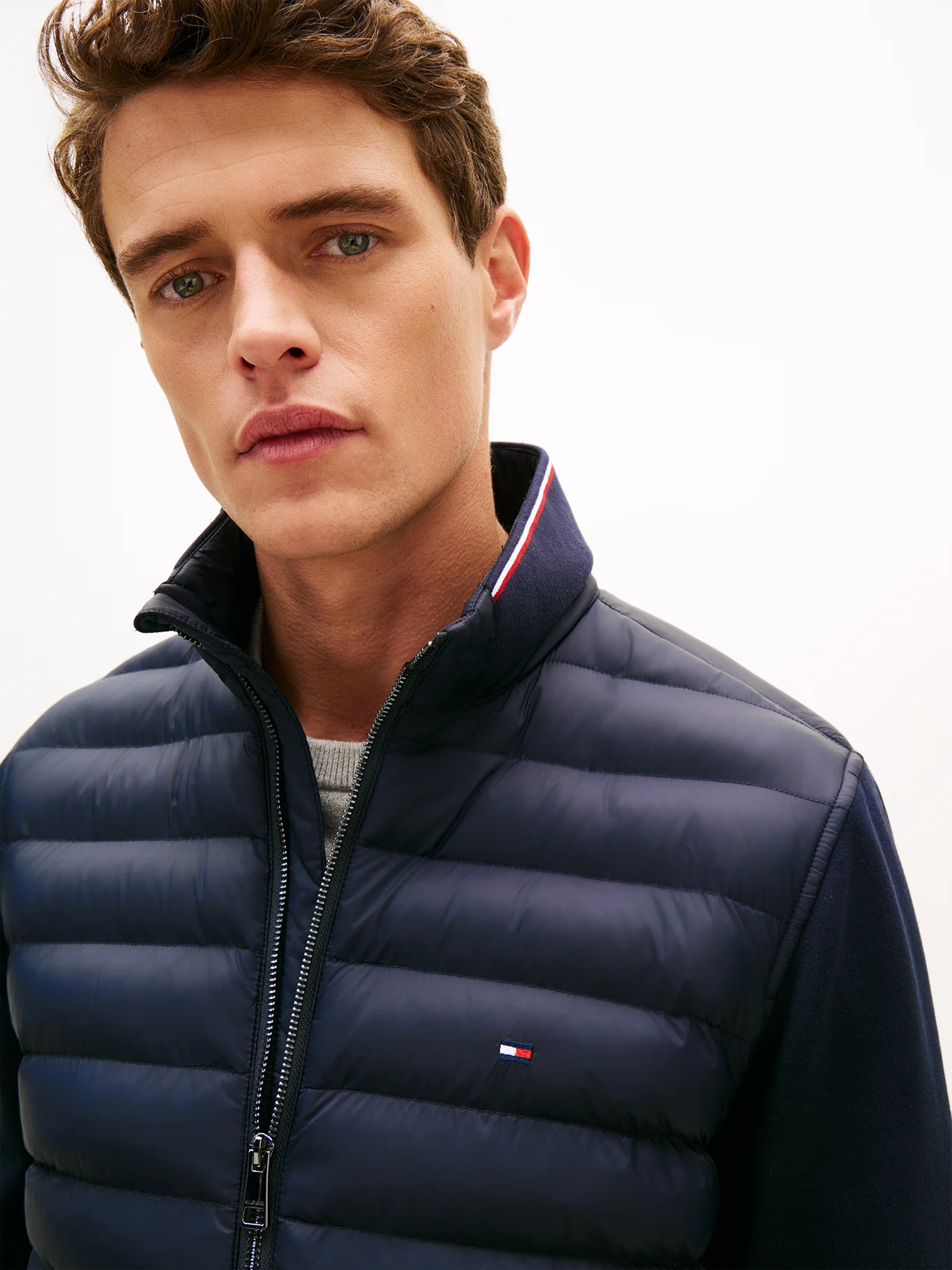 Quilted Zip Sweatshirt Blue - Image 3