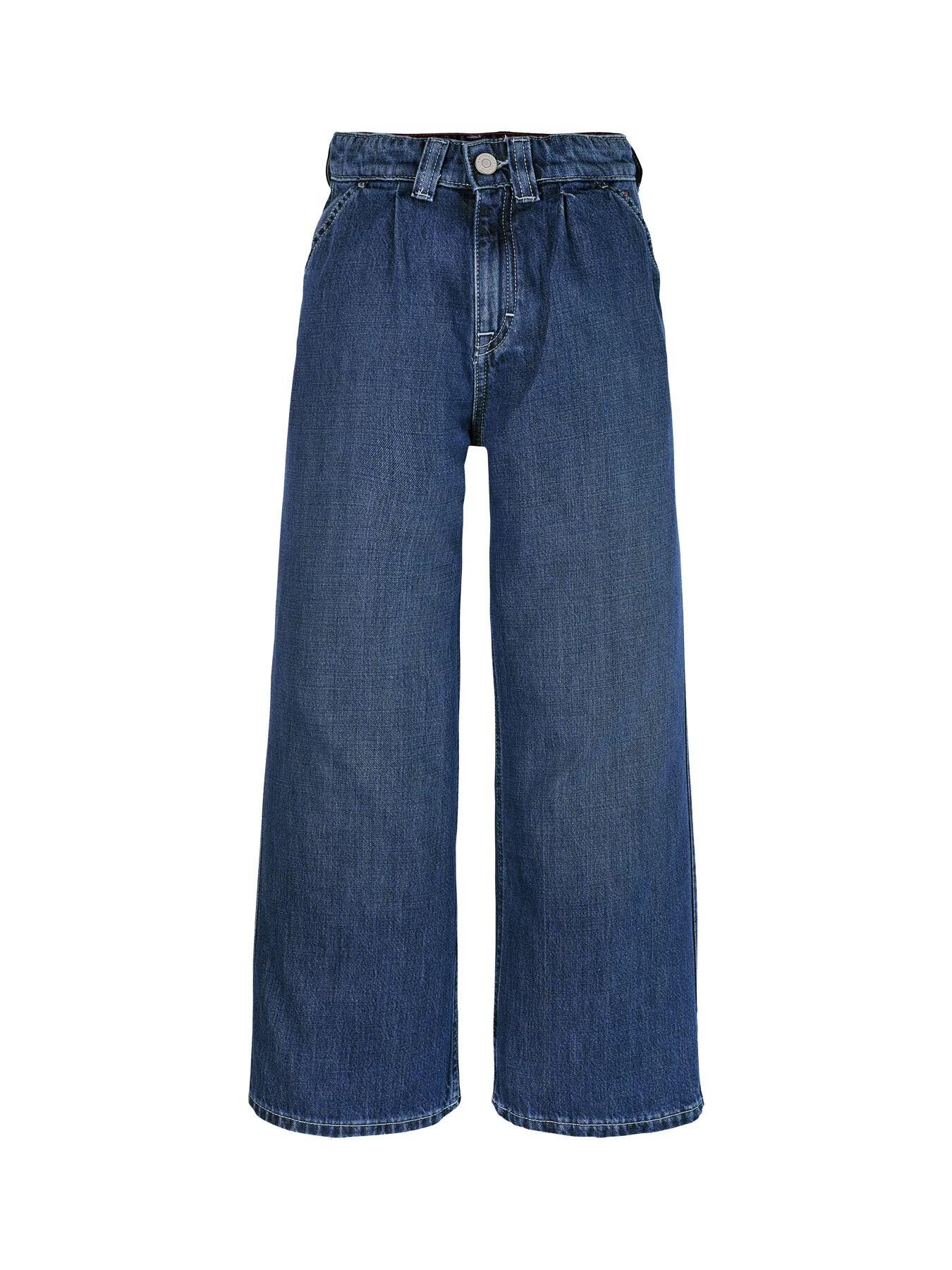 Wide Leg Front Pleat Jeans