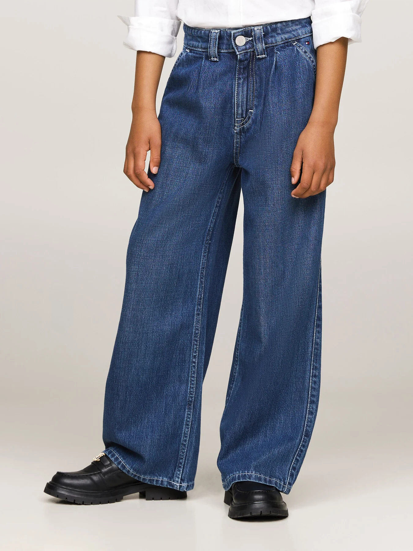 Wide Leg Front Pleat Jeans - Image 2
