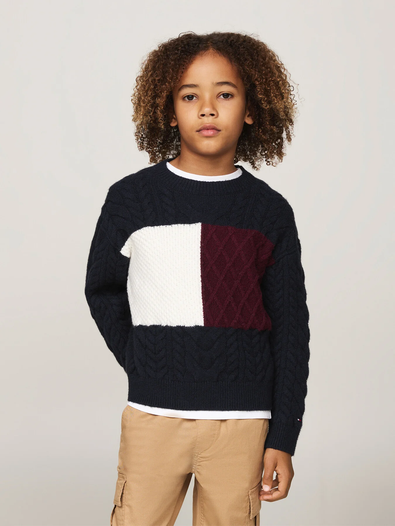 Colour-Blocked Cable Knit Jumper - Image 2