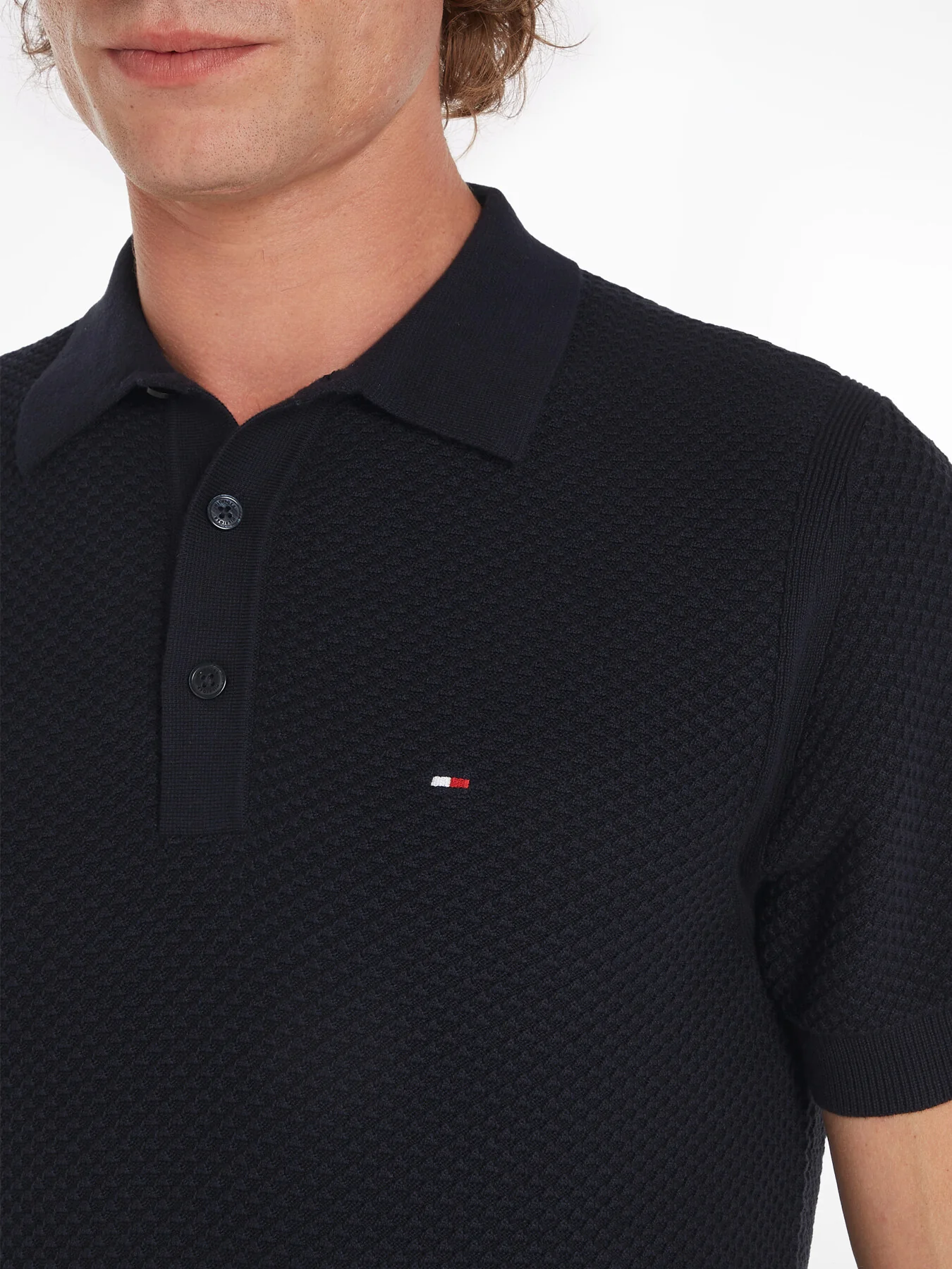 Oval Waffle Knit Regular Fit Polo - Image 3