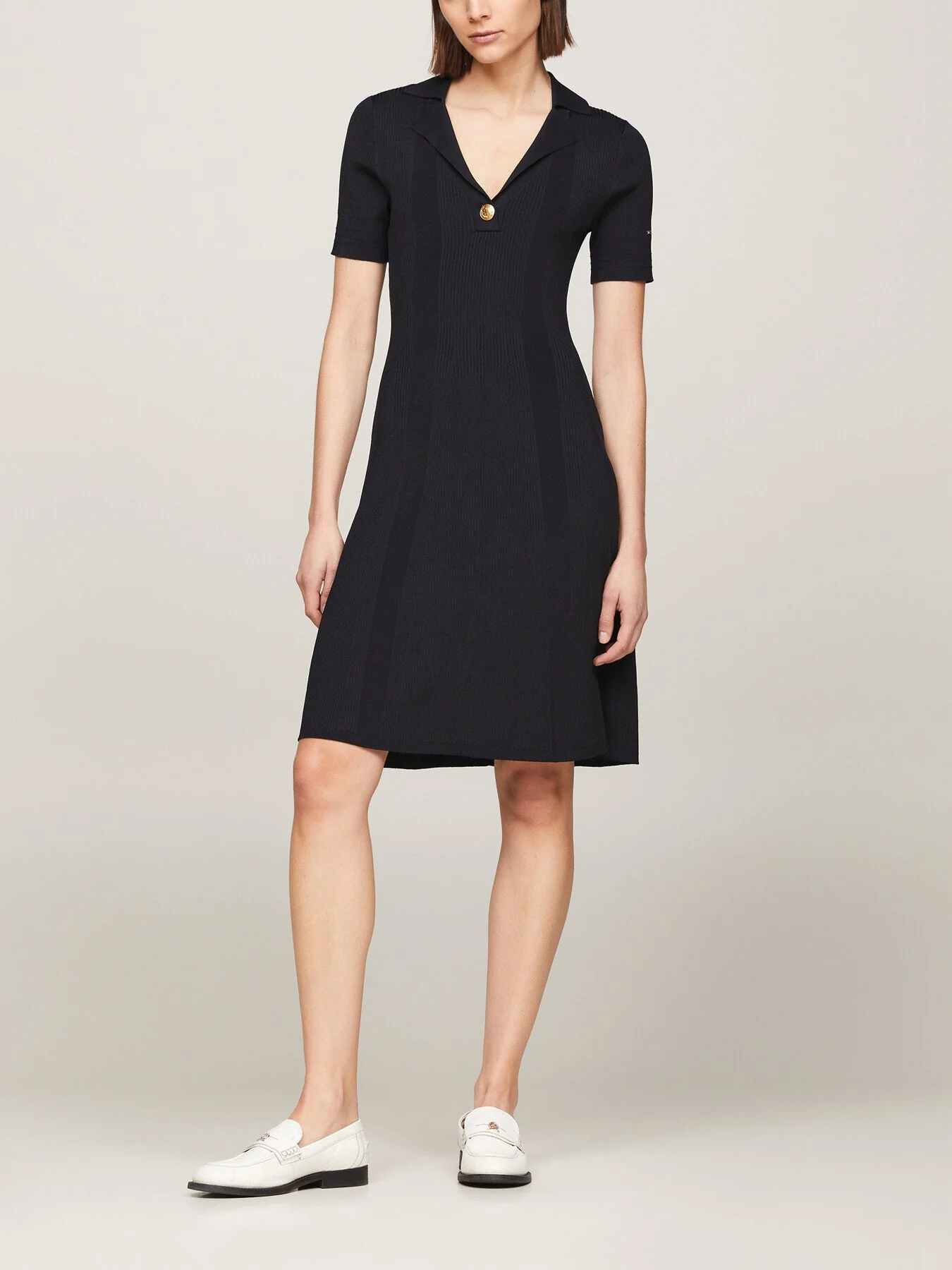 Ribbed Polo Fit And Flare Sweater Dress - Image 4