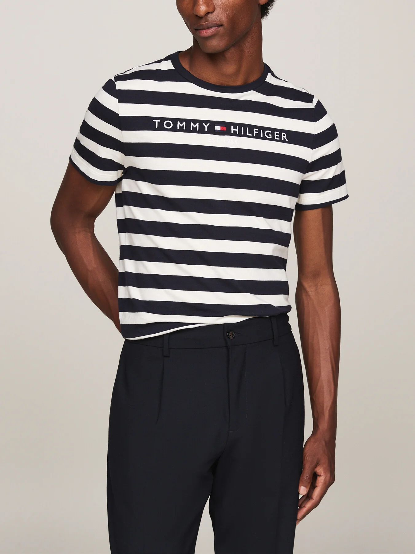 Stripe Logo Embroidery Slim T-Shirt - Image 2