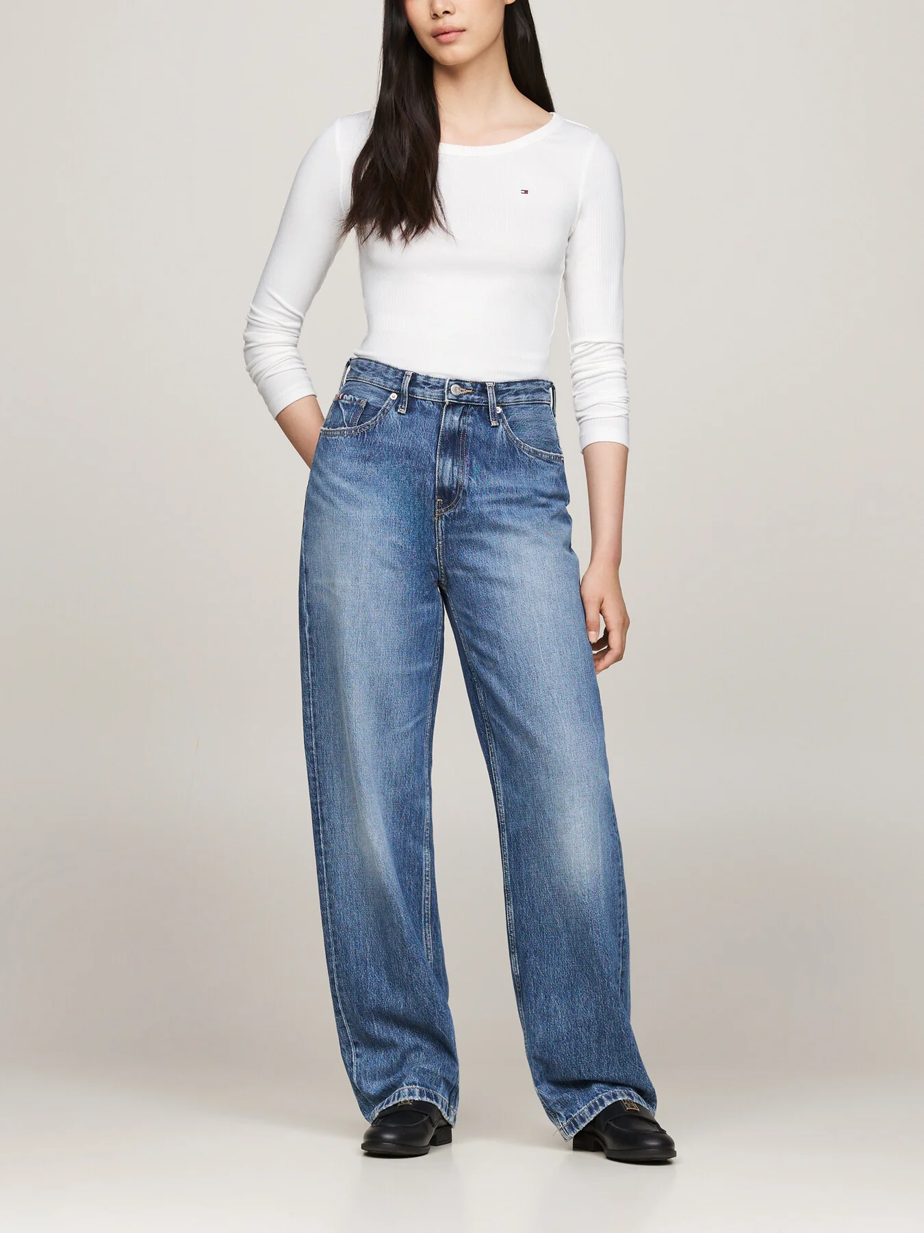 Boat Neck Slim Long Sleeve T-Shirt - Image 3
