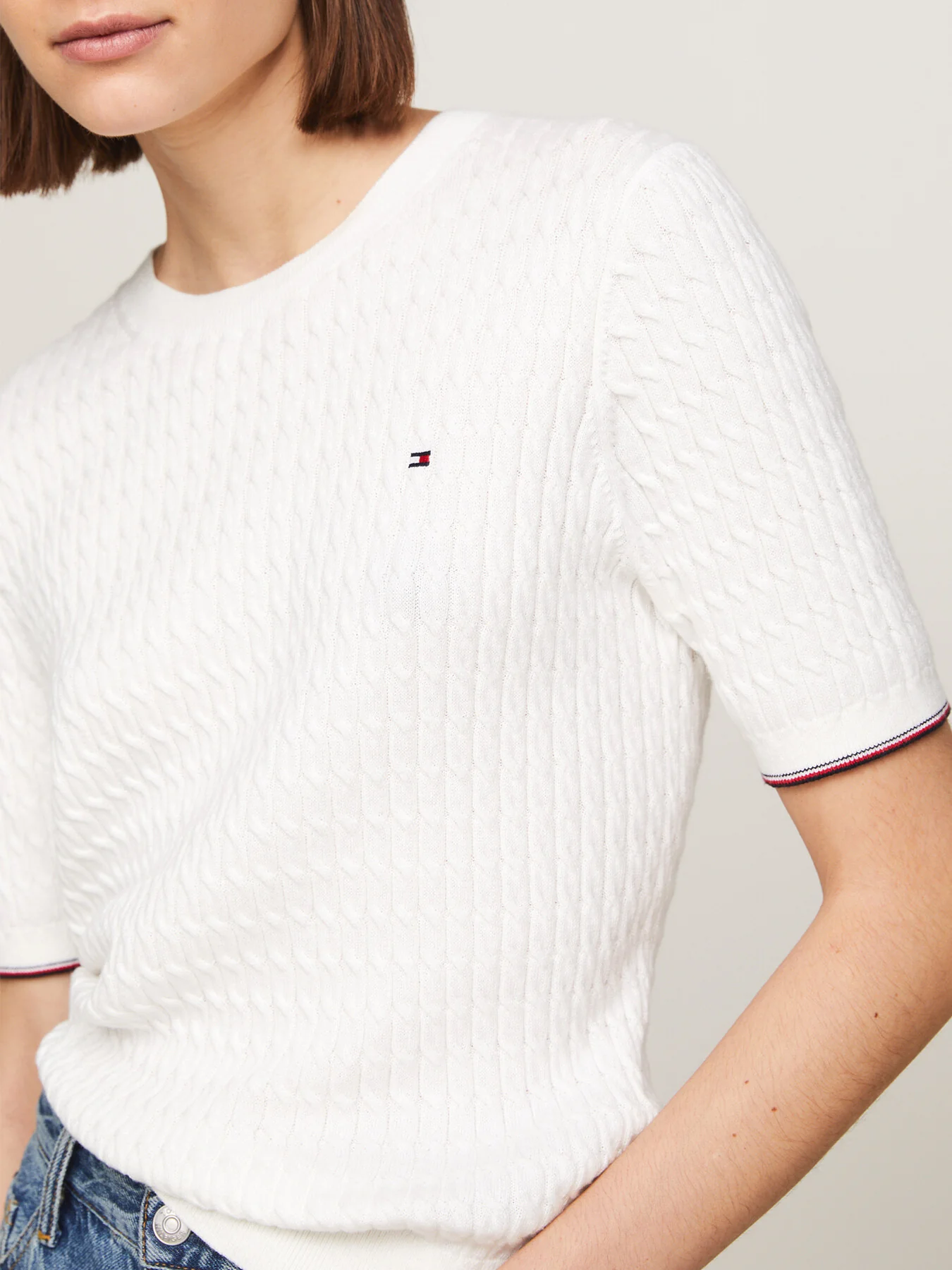 Cable Knit Short Sleeve Jumper - Image 3