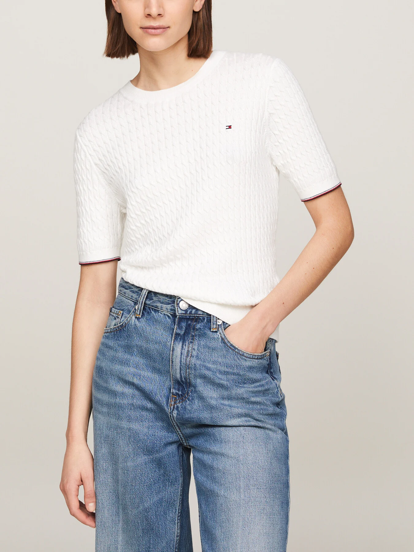 Cable Knit Short Sleeve Jumper - Image 4