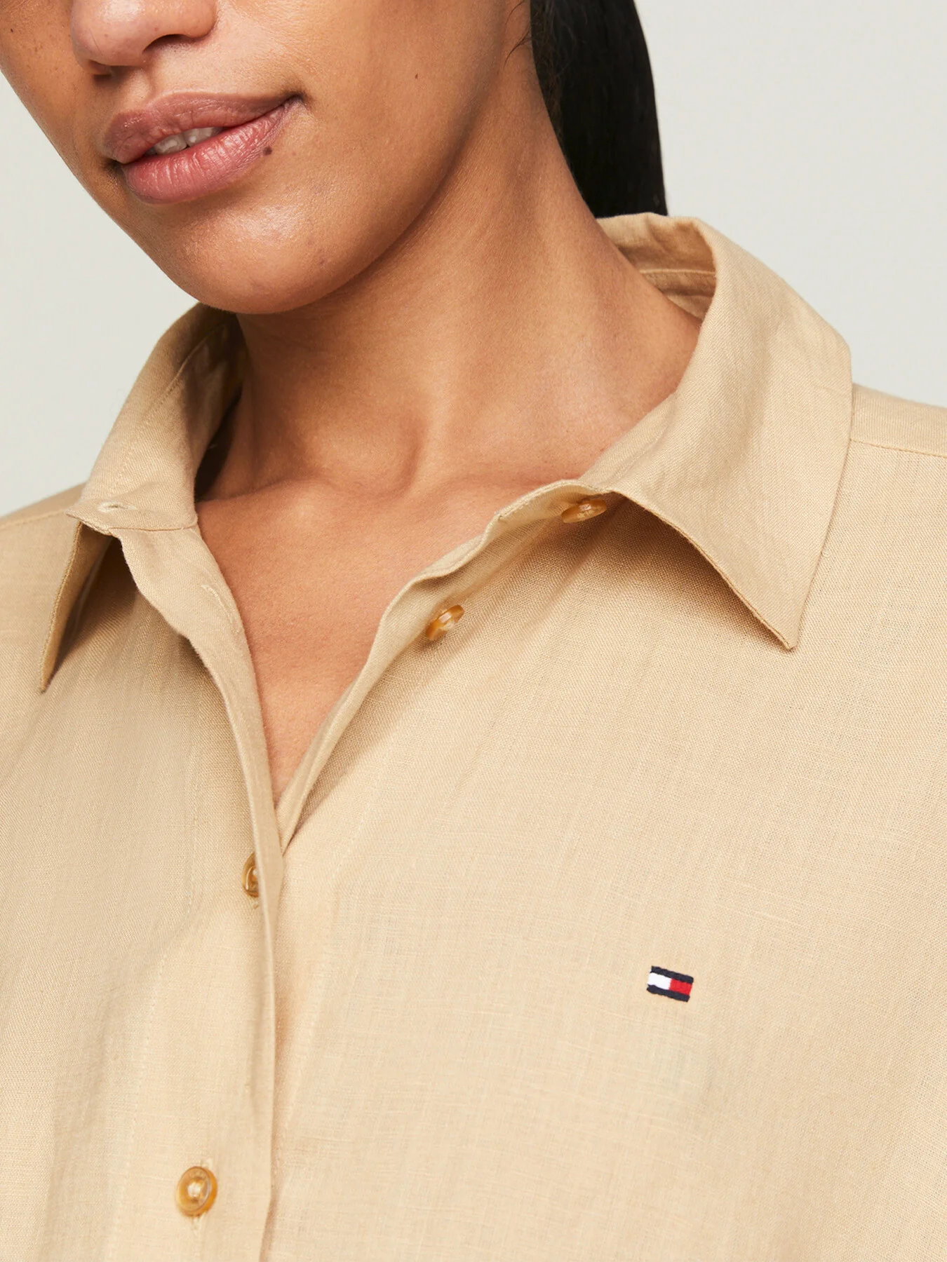 Linen Relaxed Short Sleeve Shirt Dress - Image 3