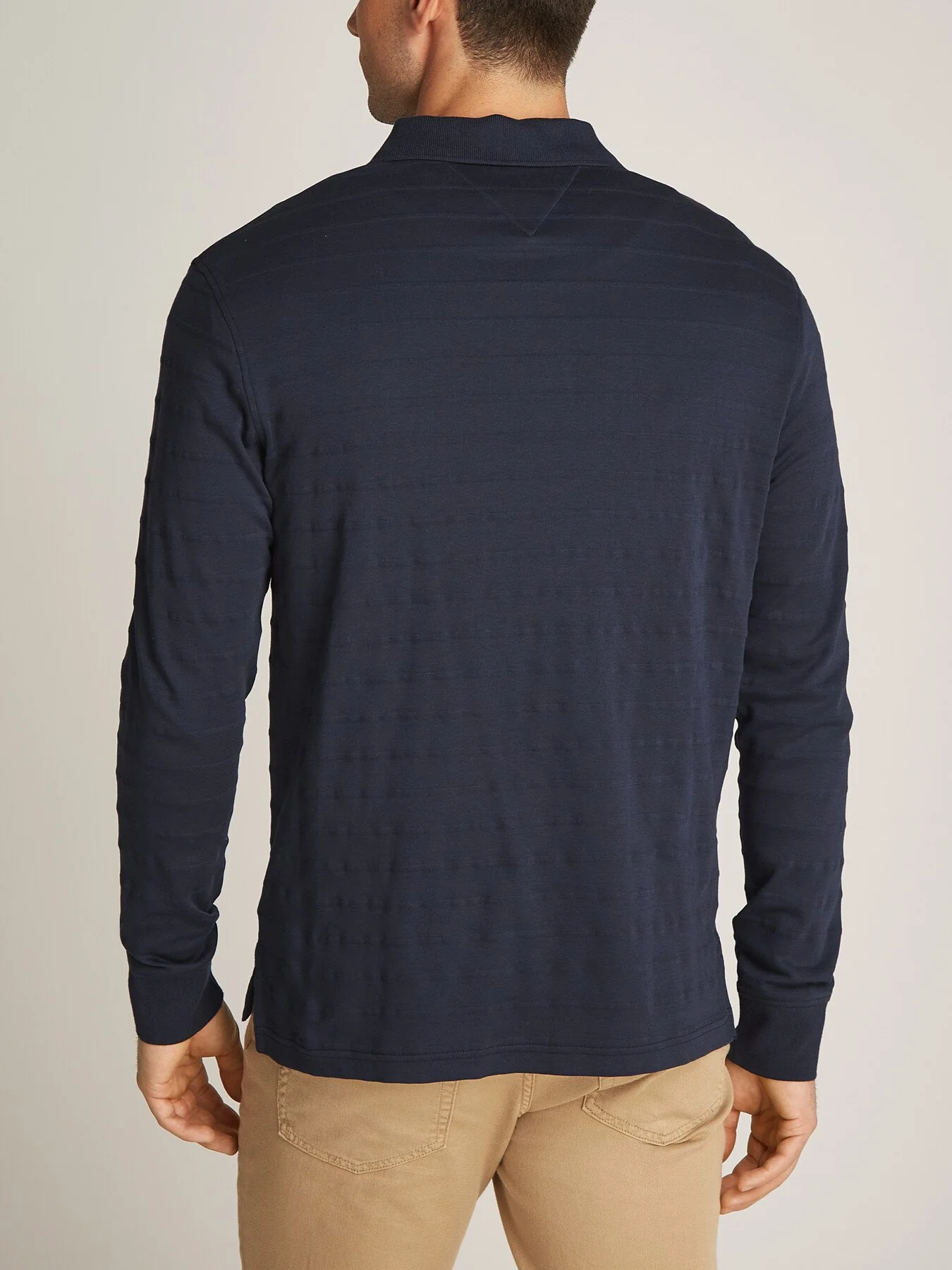 Regular Fit Jacquard Stripe Long Sleeve Polo - Image 4