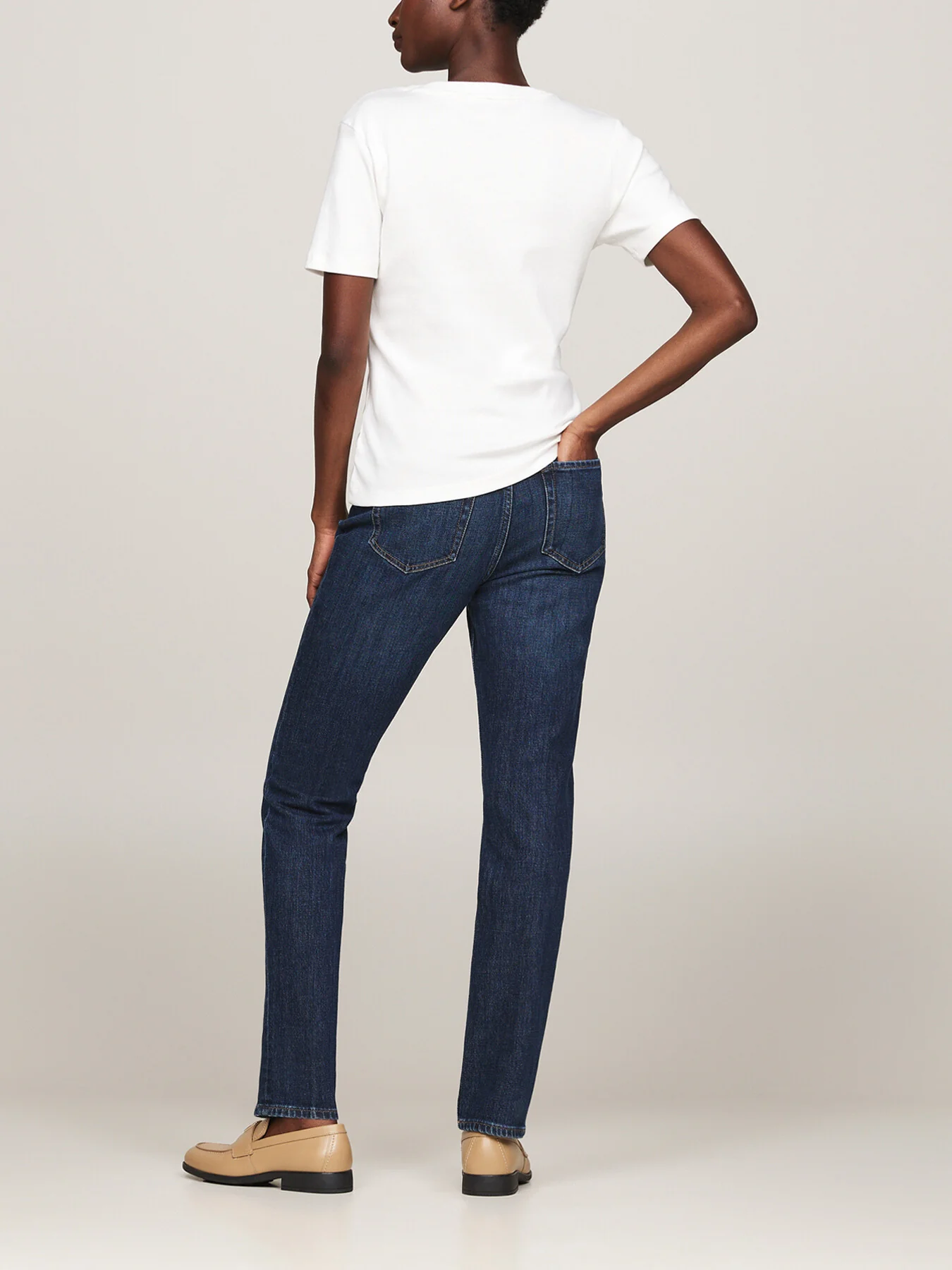 V-Neck Slim T-Shirt Ecru - Image 5