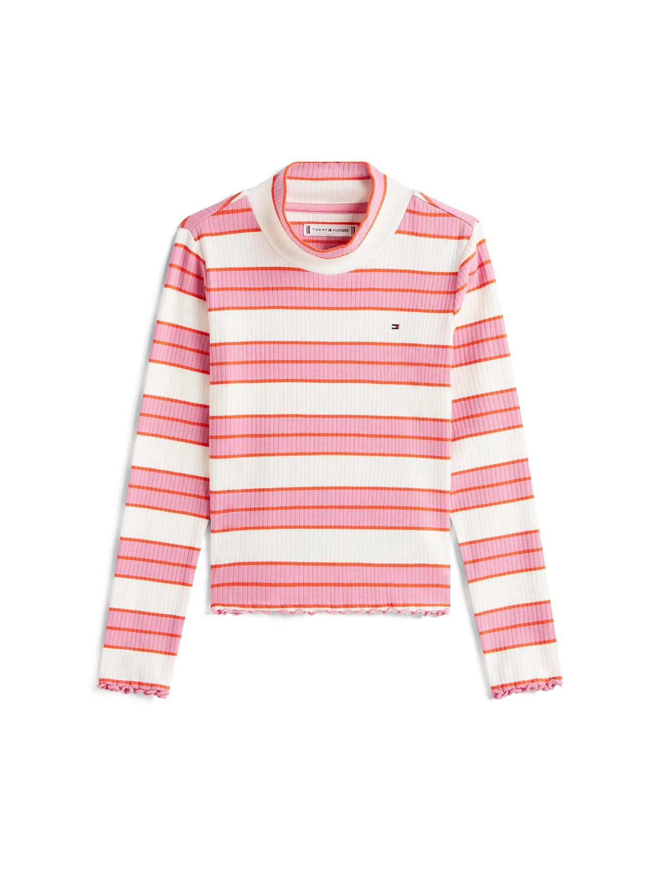 Pink Ribbed Slim Mock Neck Top