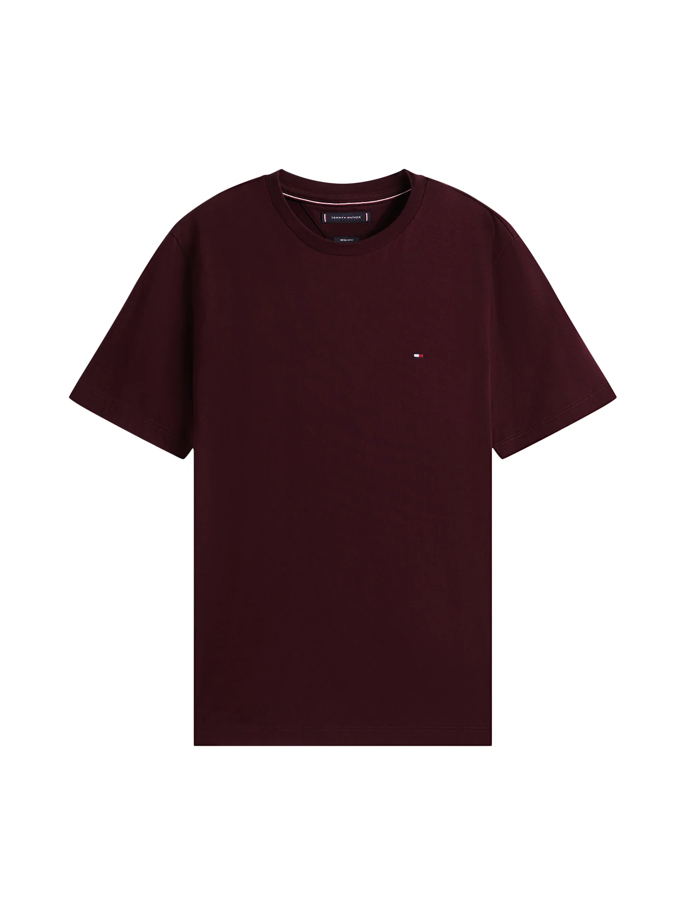 Flag Embroidery Crew Neck T-Shirt Deep Burgundy