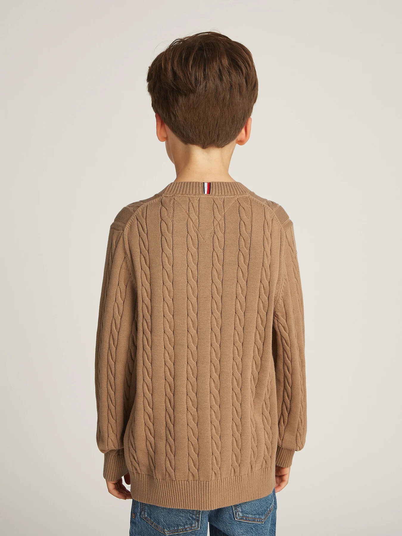 Cotton Crew Neck Cable Sweater - Image 4