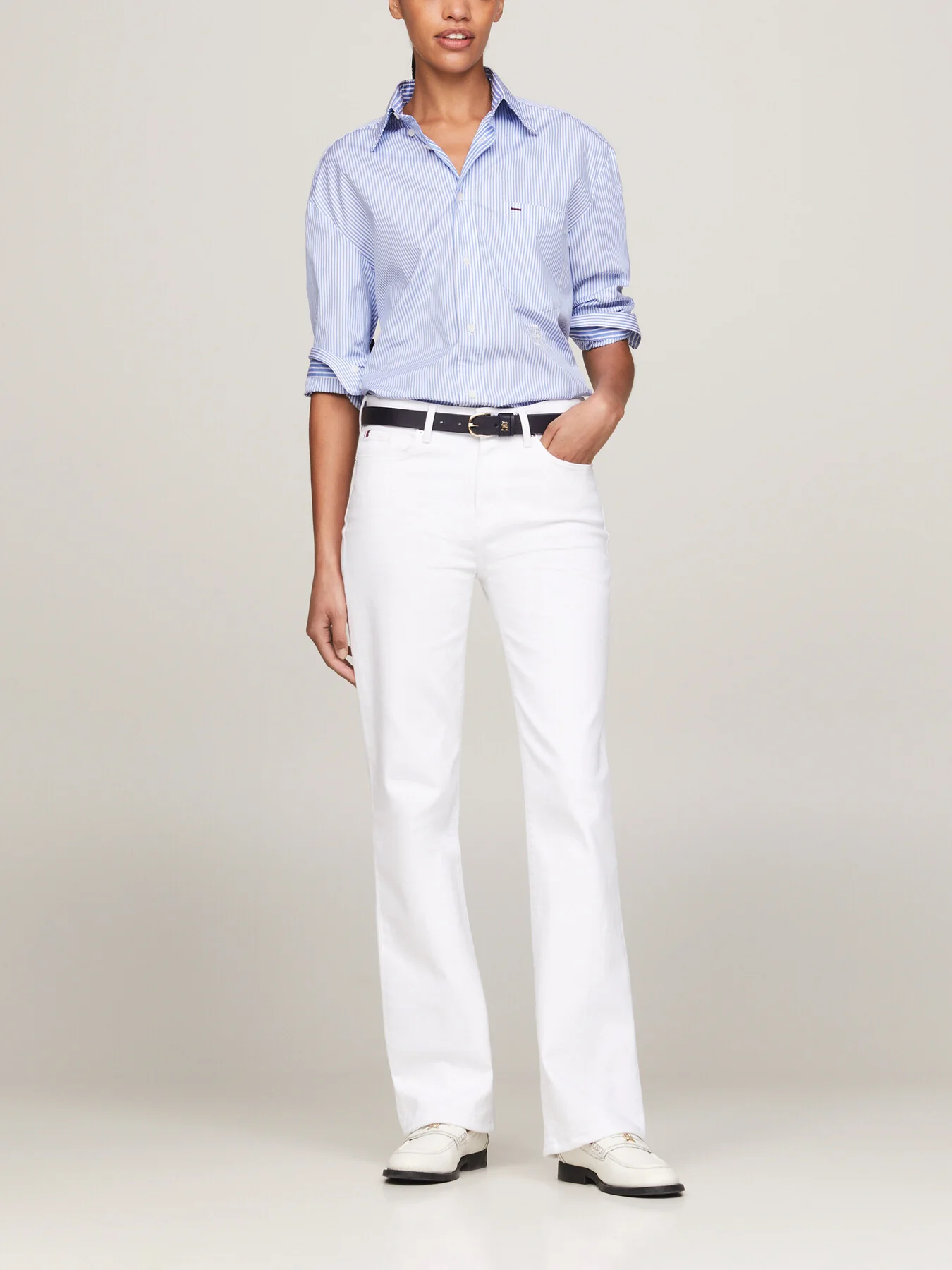 Mid Rise Bootcut White Jeans - Image 5