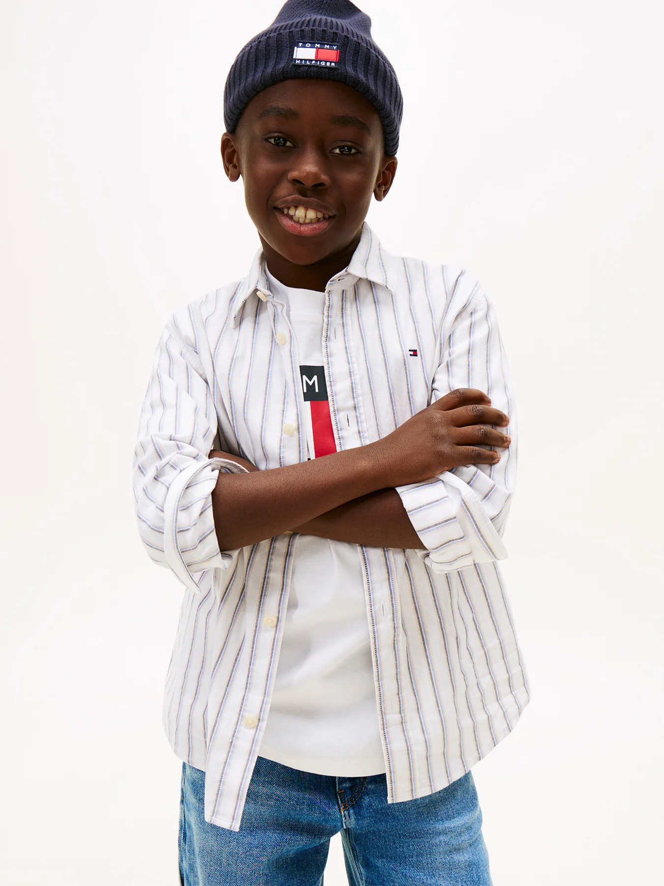 Kidsā Festive Regular Fit Stripe Oxford Shirt White - Image 2