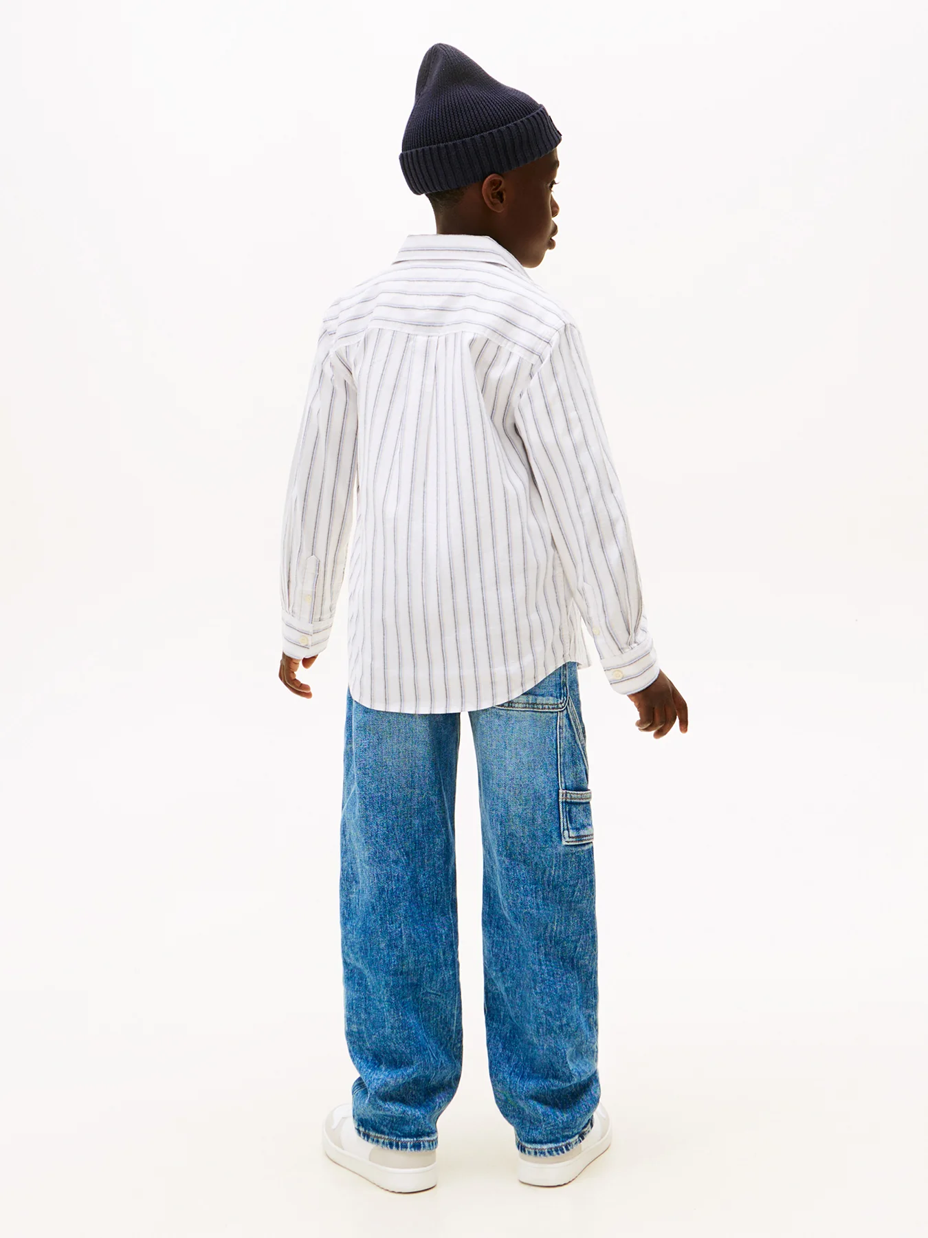 Kidsā Festive Regular Fit Stripe Oxford Shirt White - Image 3